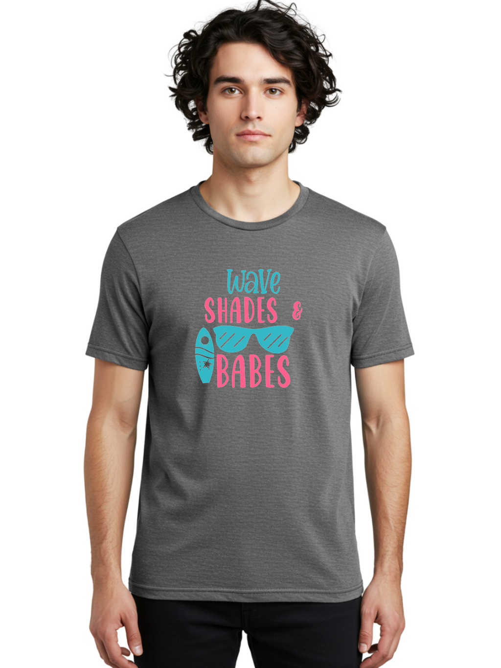 Wave-Shades-Babes Men'S Graphic Tee, 100% Cotton, Comfortable Casual Summer Wear, Machine Washable, Surfing, Sunglasses, Beach Culture, Summer Vibes, Wave Riders, Cool Shades, Beach Babes, Summer Fashion Aad500
