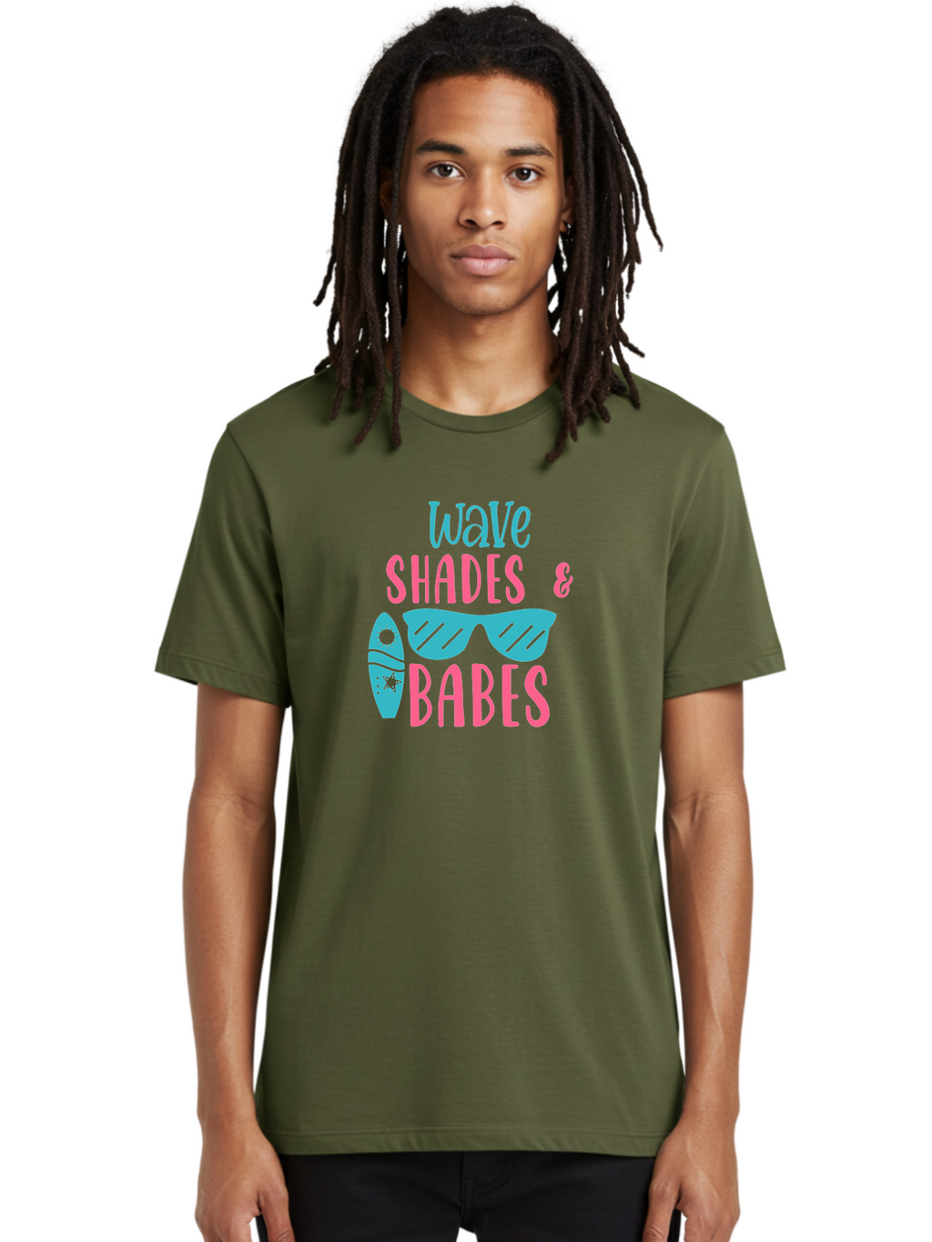 Wave-Shades-Babes Men'S Graphic Tee, 100% Cotton, Comfortable Casual Summer Wear, Machine Washable, Surfing, Sunglasses, Beach Culture, Summer Vibes, Wave Riders, Cool Shades, Beach Babes, Summer Fashion Aad500