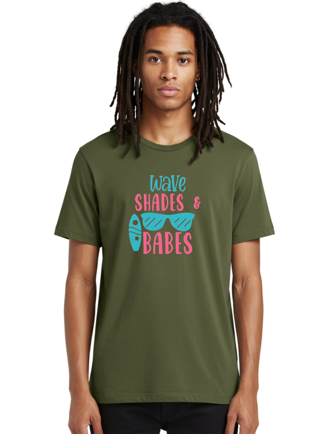 Wave-Shades-Babes Men'S Graphic Tee, 100% Cotton, Comfortable Casual Summer Wear, Machine Washable, Surfing, Sunglasses, Beach Culture, Summer Vibes, Wave Riders, Cool Shades, Beach Babes, Summer Fashion Aad500