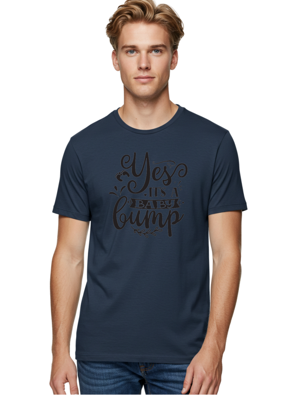 Yes-It-S-A-Baby-Bump Men'S Graphic Tee, 100% Cotton, Comfortable Casual Summer Wear, Machine Washable, Baby Bump Announcement, Pregnancy Reveal, Baby On Board, Expecting A Baby, Baby Shower Invitation, Cute Baby Quote, Pregnancy Announcement, Aad509