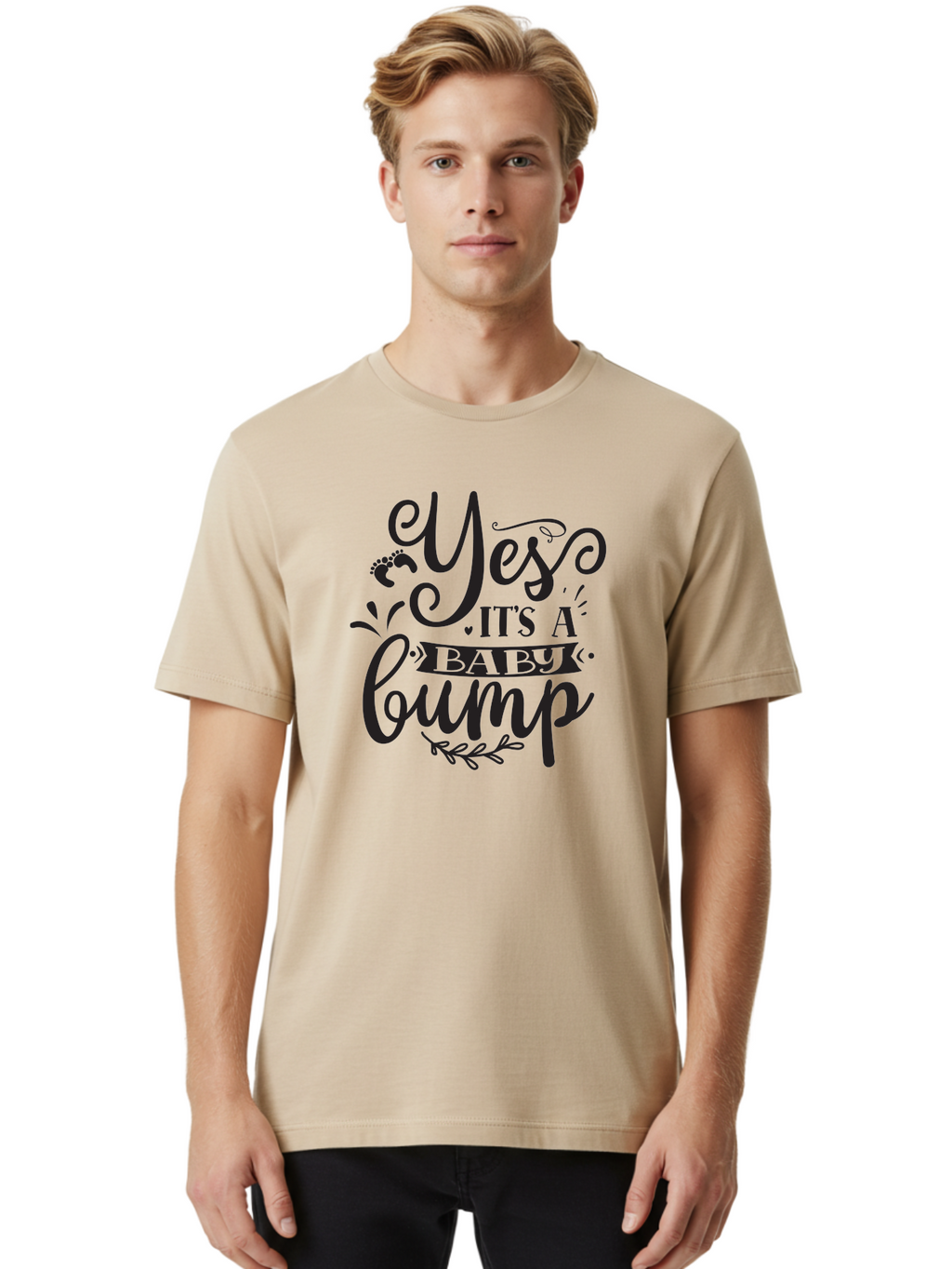 Yes-It-S-A-Baby-Bump Men'S Graphic Tee, 100% Cotton, Comfortable Casual Summer Wear, Machine Washable, Baby Bump Announcement, Pregnancy Reveal, Baby On Board, Expecting A Baby, Baby Shower Invitation, Cute Baby Quote, Pregnancy Announcement, Aad509