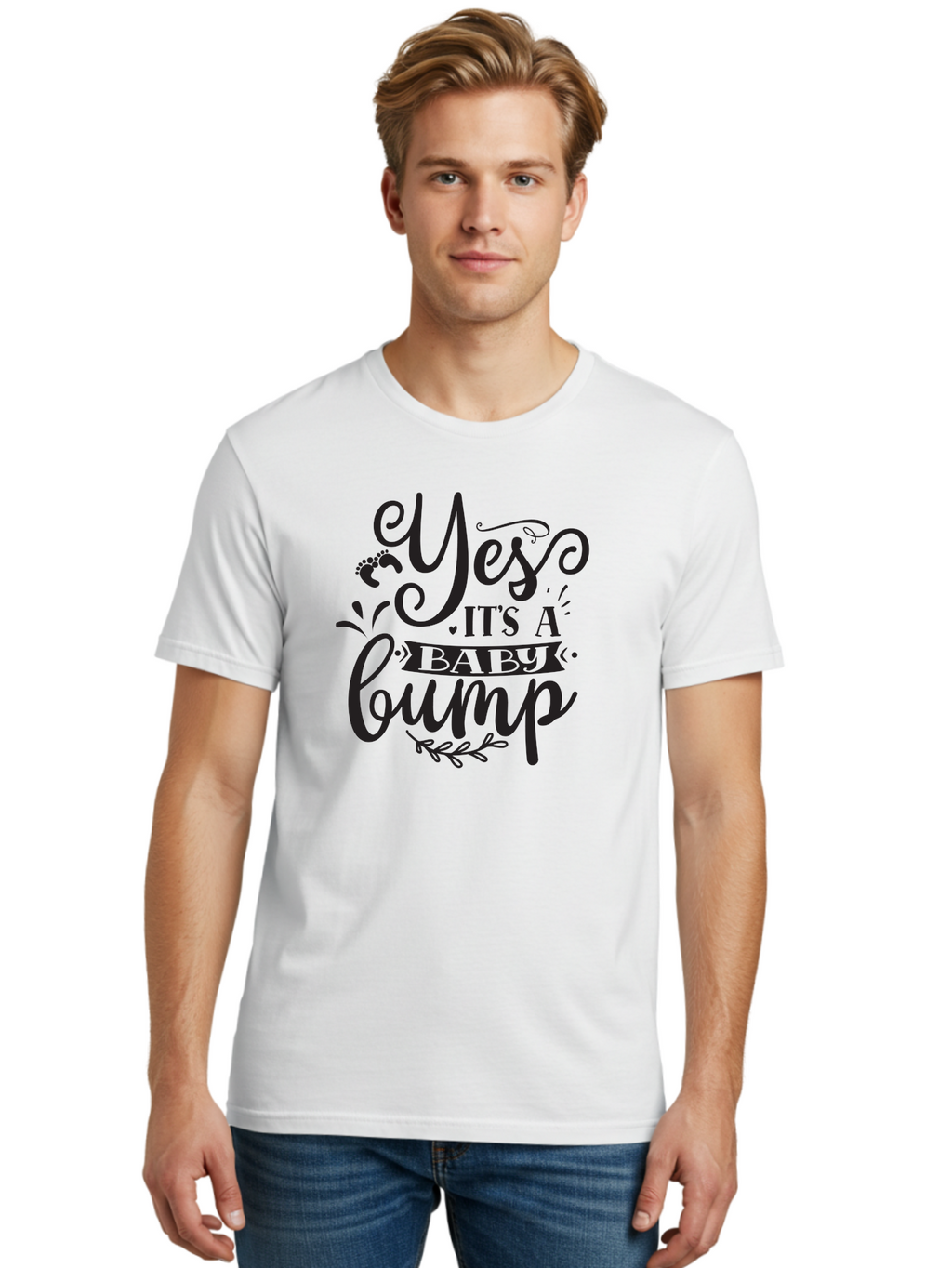 Yes-It-S-A-Baby-Bump Men'S Graphic Tee, 100% Cotton, Comfortable Casual Summer Wear, Machine Washable, Baby Bump Announcement, Pregnancy Reveal, Baby On Board, Expecting A Baby, Baby Shower Invitation, Cute Baby Quote, Pregnancy Announcement, Aad509