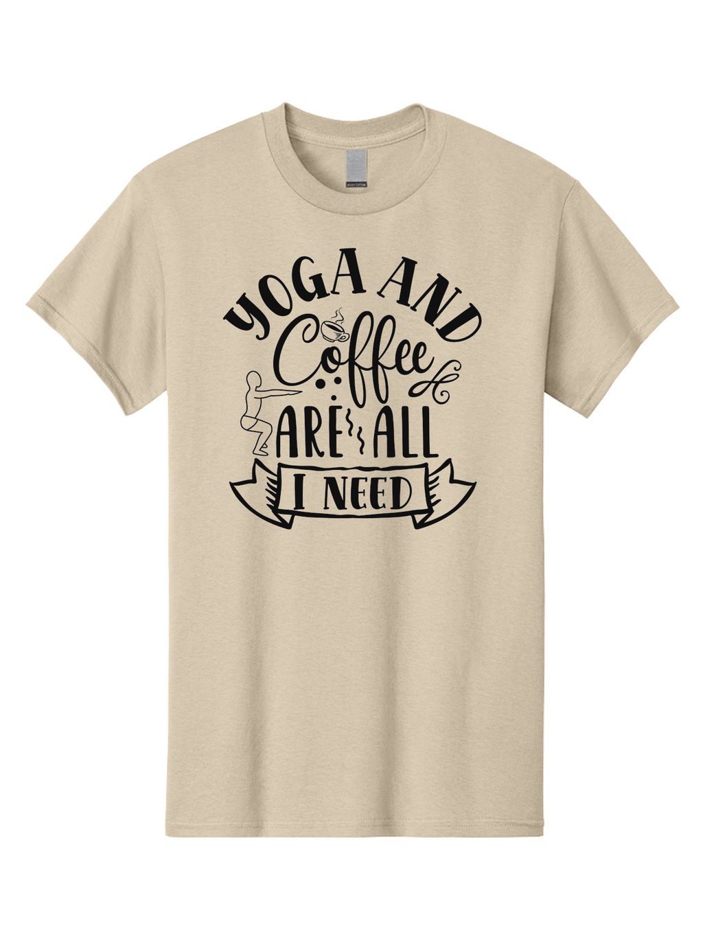 Yoga-And-Coffee-Are-All-I-Need Men'S Graphic Tee, 100% Cotton, Comfortable Casual Summer Wear, Machine Washable, Yoga And Coffee, Coffee Lover, Yoga Enthusiast, Mindfulness, Wellness, Relaxation, Coffee Break, Yoga Practice, Aad510