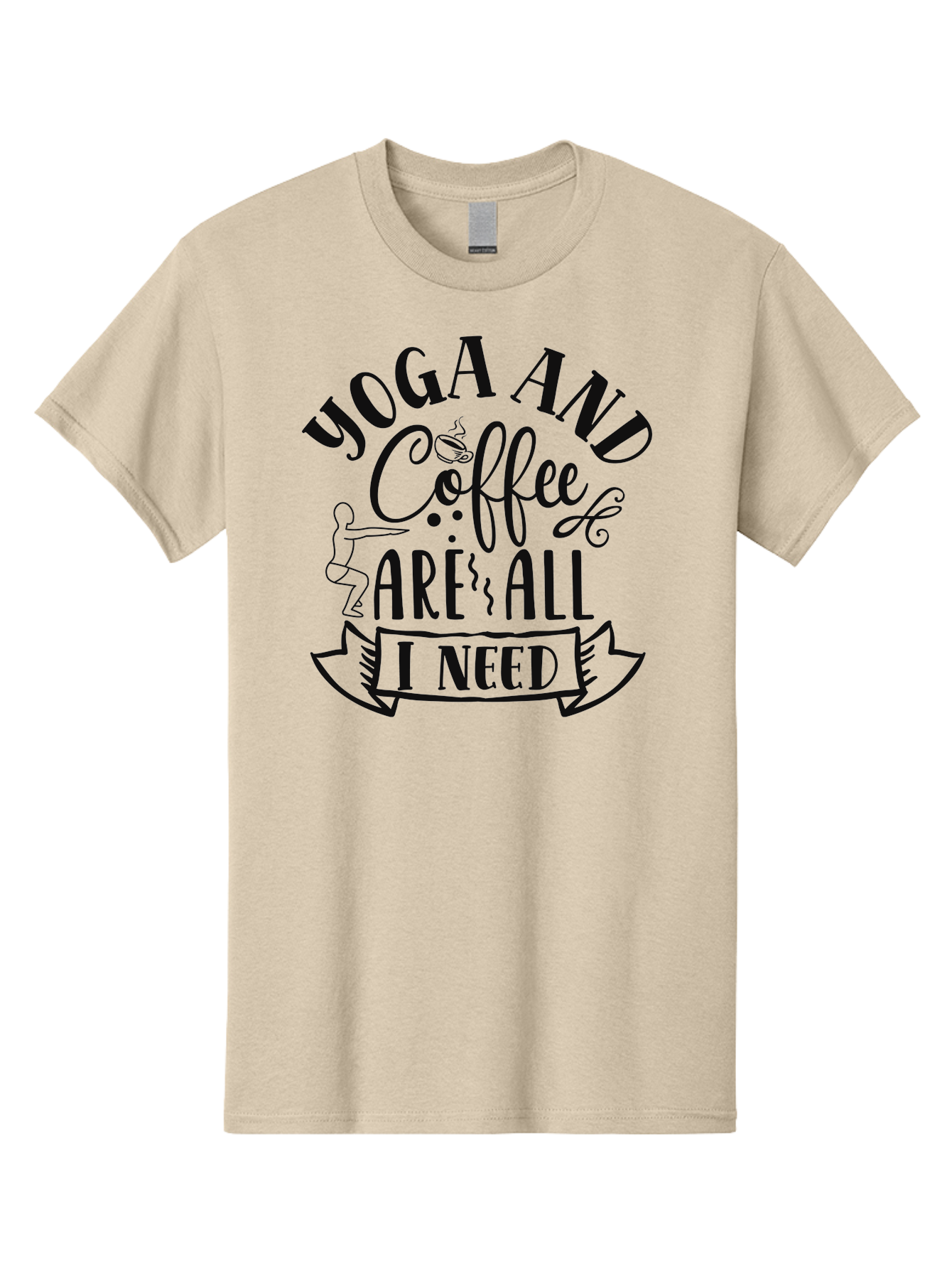 Yoga-And-Coffee-Are-All-I-Need Men'S Graphic Tee, 100% Cotton, Comfortable Casual Summer Wear, Machine Washable, Yoga And Coffee, Coffee Lover, Yoga Enthusiast, Mindfulness, Wellness, Relaxation, Coffee Break, Yoga Practice, Aad510