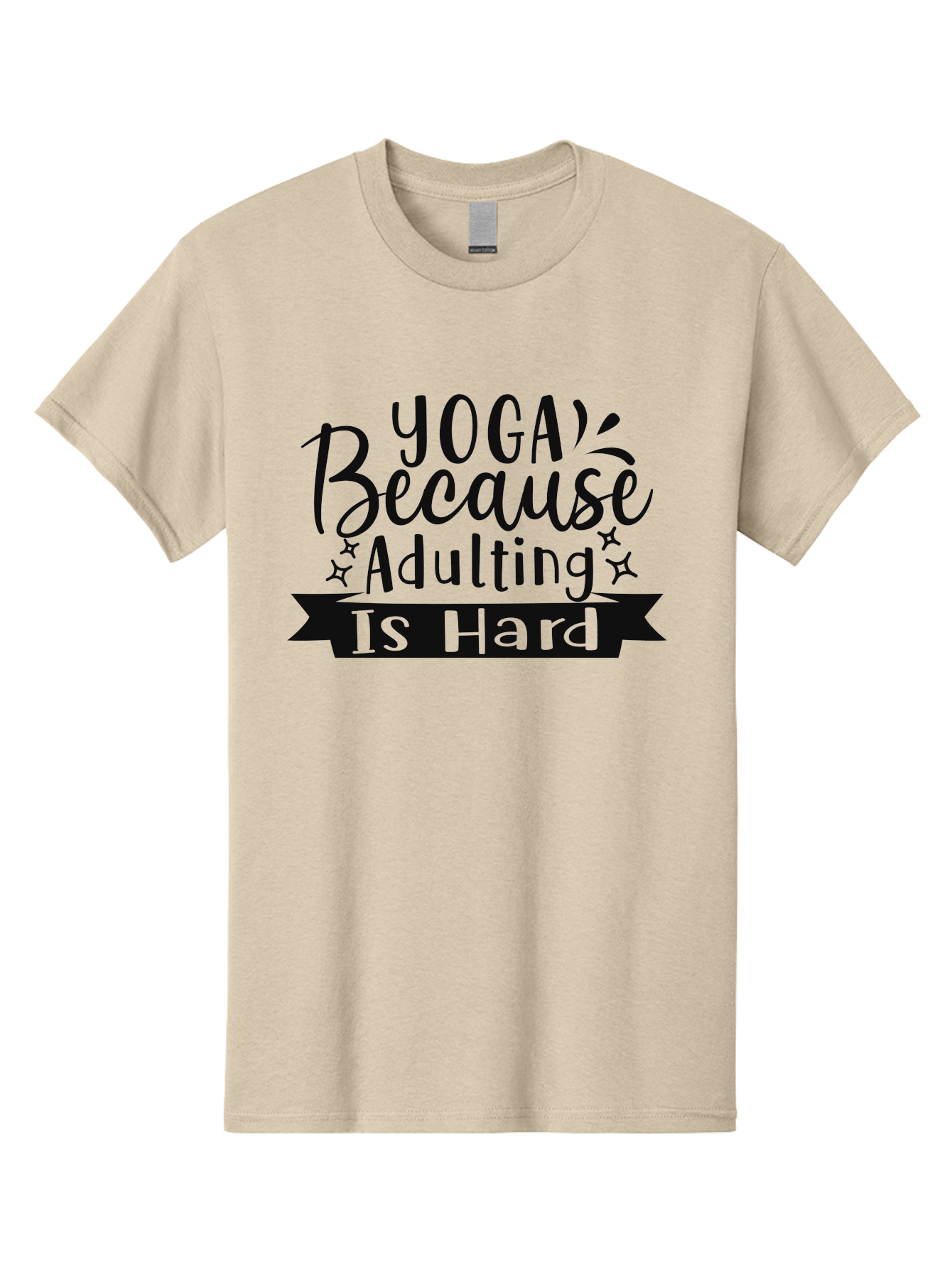 Yoga-Because-Adulting-Is-Hard Men'S Graphic Tee, 100% Cotton, Comfortable Casual Summer Wear, Machine Washable, Yoga Quotes, Humor, Adulting Struggles, Funny Sayings, Motivational Phrases, Mindfulness, Wellness, Self-Care, Yoga Inspiration, Aad513