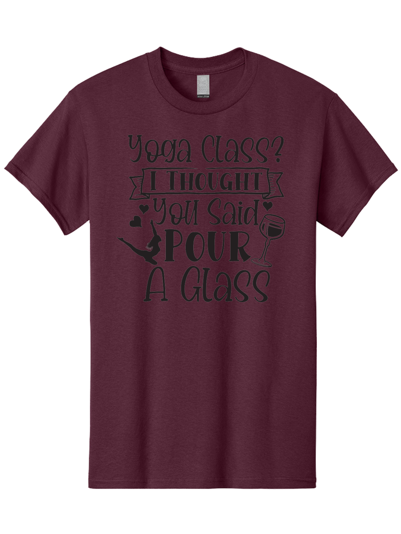 Yoga-Class-I-Thought-You-Said-Pour-A-Glass Men'S Graphic Tee, 100% Cotton, Comfortable Casual Summer Wear, Machine Washable, Yoga Humor, Funny Quote, Wine And Yoga, Pun, Humor Graphic, Wine Lover, Yoga Enthusiast, Witty Saying, Playful Design, Aad514