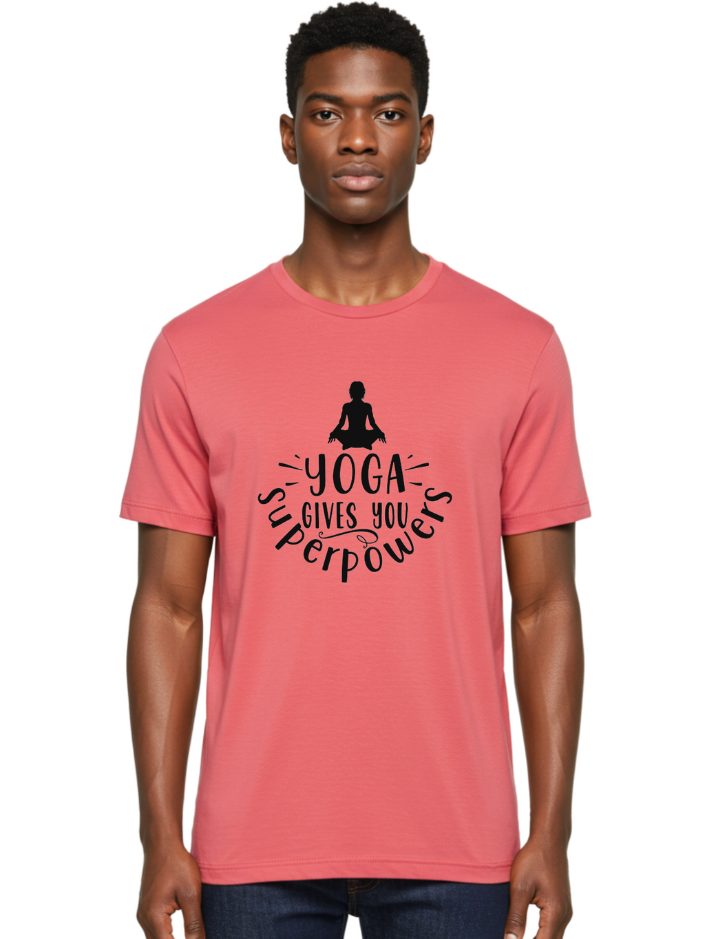 Yoga-Gives-You-Superpowers Men'S Graphic Tee, 100% Cotton, Comfortable Casual Summer Wear, Machine Washable, Yoga Benefits, Meditation, Mindfulness, Wellness, Fitness, Mental Health, Self Care, Yoga Practice, Inner Peace, Relaxation, Aad515