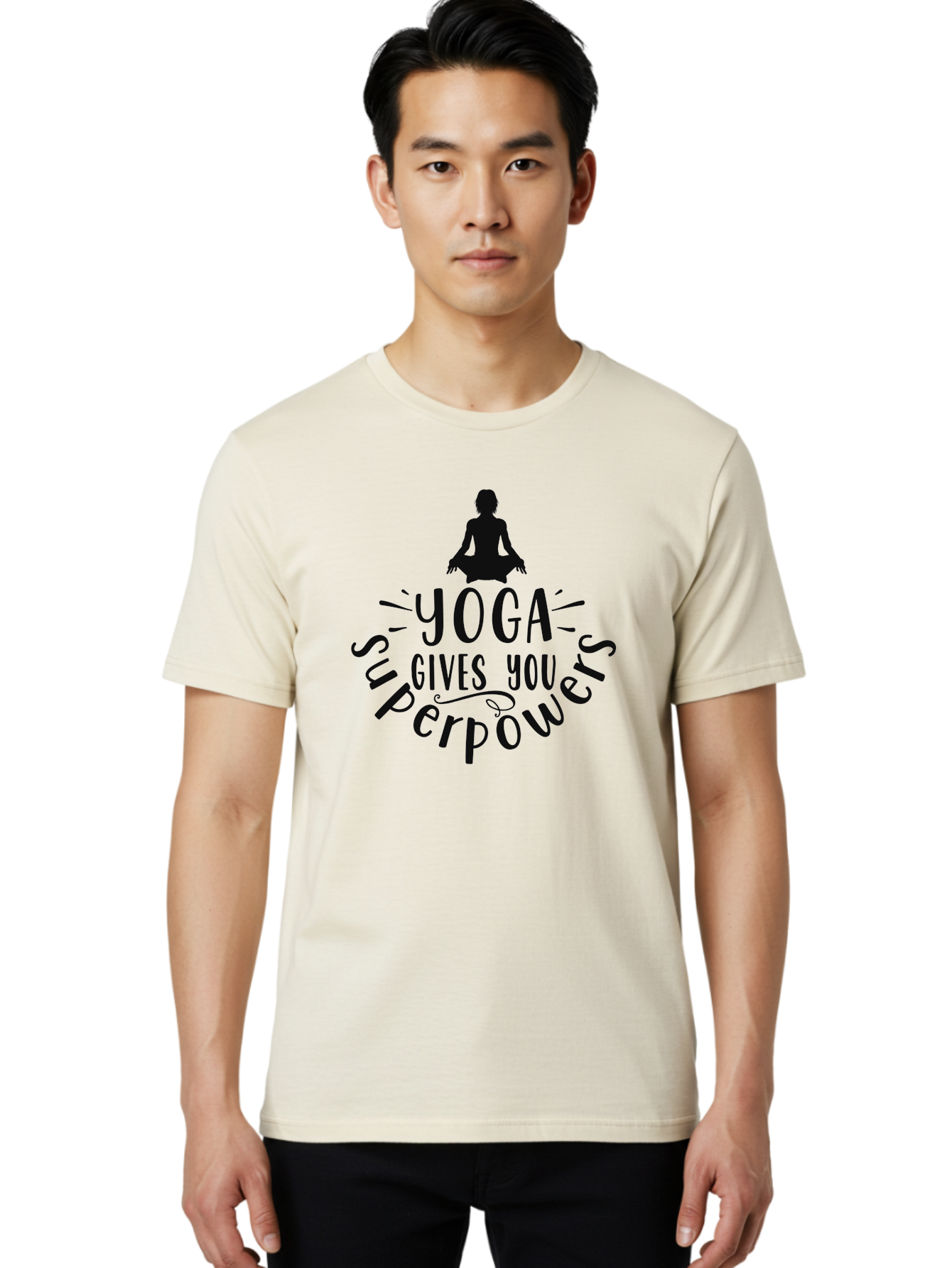 Yoga-Gives-You-Superpowers Men'S Graphic Tee, 100% Cotton, Comfortable Casual Summer Wear, Machine Washable, Yoga Benefits, Meditation, Mindfulness, Wellness, Fitness, Mental Health, Self Care, Yoga Practice, Inner Peace, Relaxation, Aad515