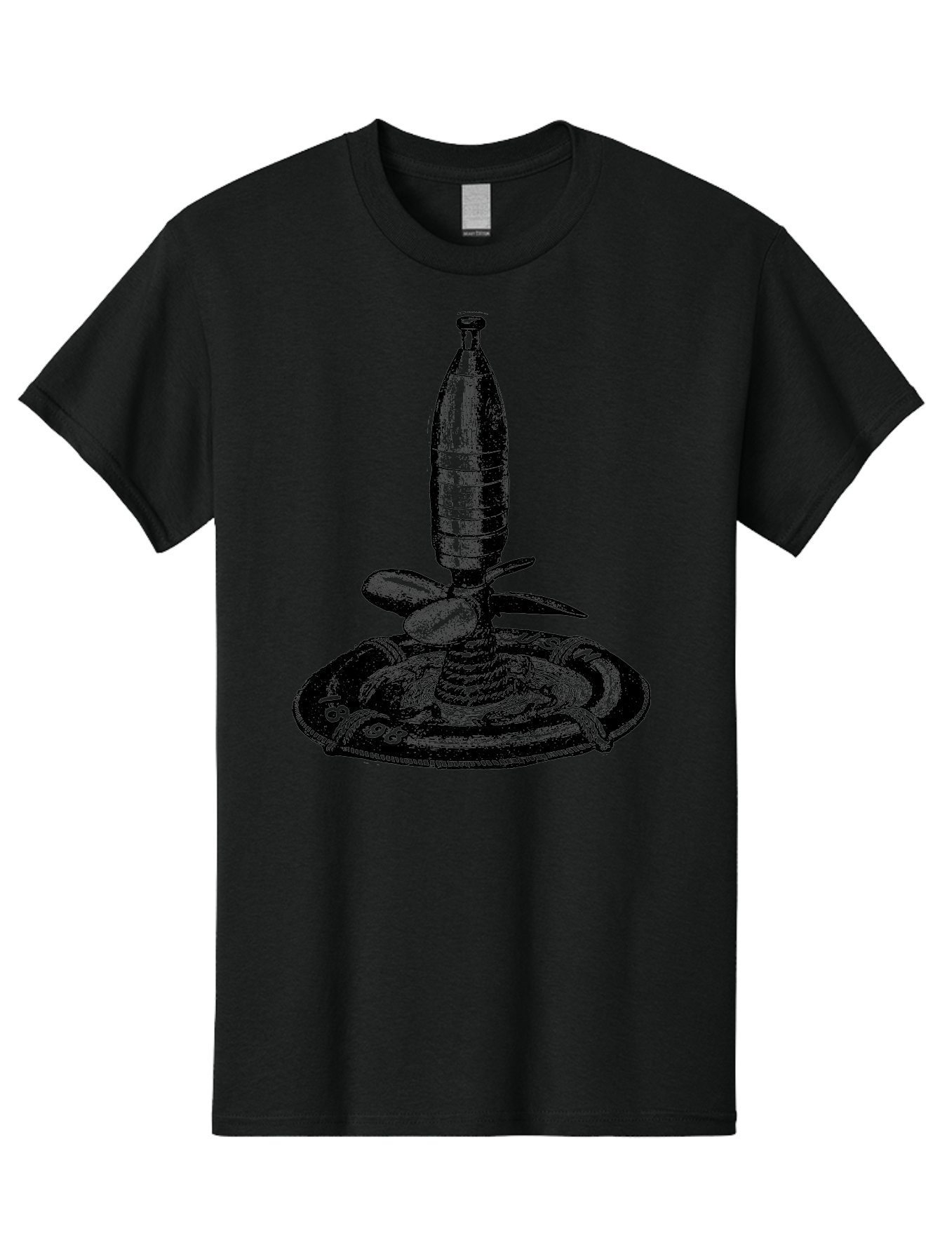 Bomb Men'S Graphic Tee, 100% Cotton, Comfortable Casual Summer Wear, Machine Washable, Explosive Device, Bomb Illustration, Vintage Artwork, Bomb On Plate, Coiled Spring, Detailed Engraving, Historical Graphic, War Symbol Aad519
