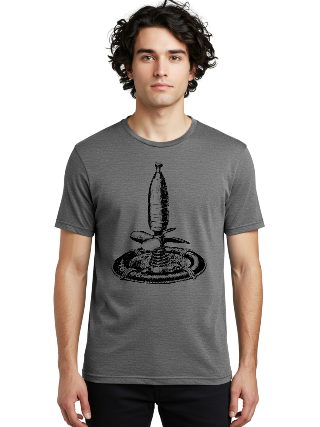 Bomb Men'S Graphic Tee, 100% Cotton, Comfortable Casual Summer Wear, Machine Washable, Explosive Device, Bomb Illustration, Vintage Artwork, Bomb On Plate, Coiled Spring, Detailed Engraving, Historical Graphic, War Symbol Aad519