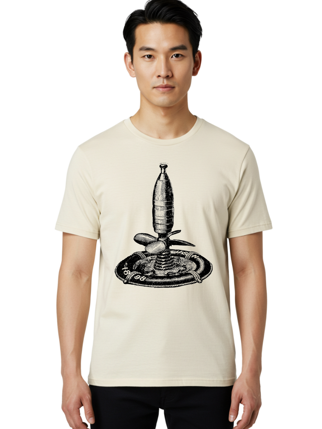Bomb Men'S Graphic Tee, 100% Cotton, Comfortable Casual Summer Wear, Machine Washable, Explosive Device, Bomb Illustration, Vintage Artwork, Bomb On Plate, Coiled Spring, Detailed Engraving, Historical Graphic, War Symbol Aad519