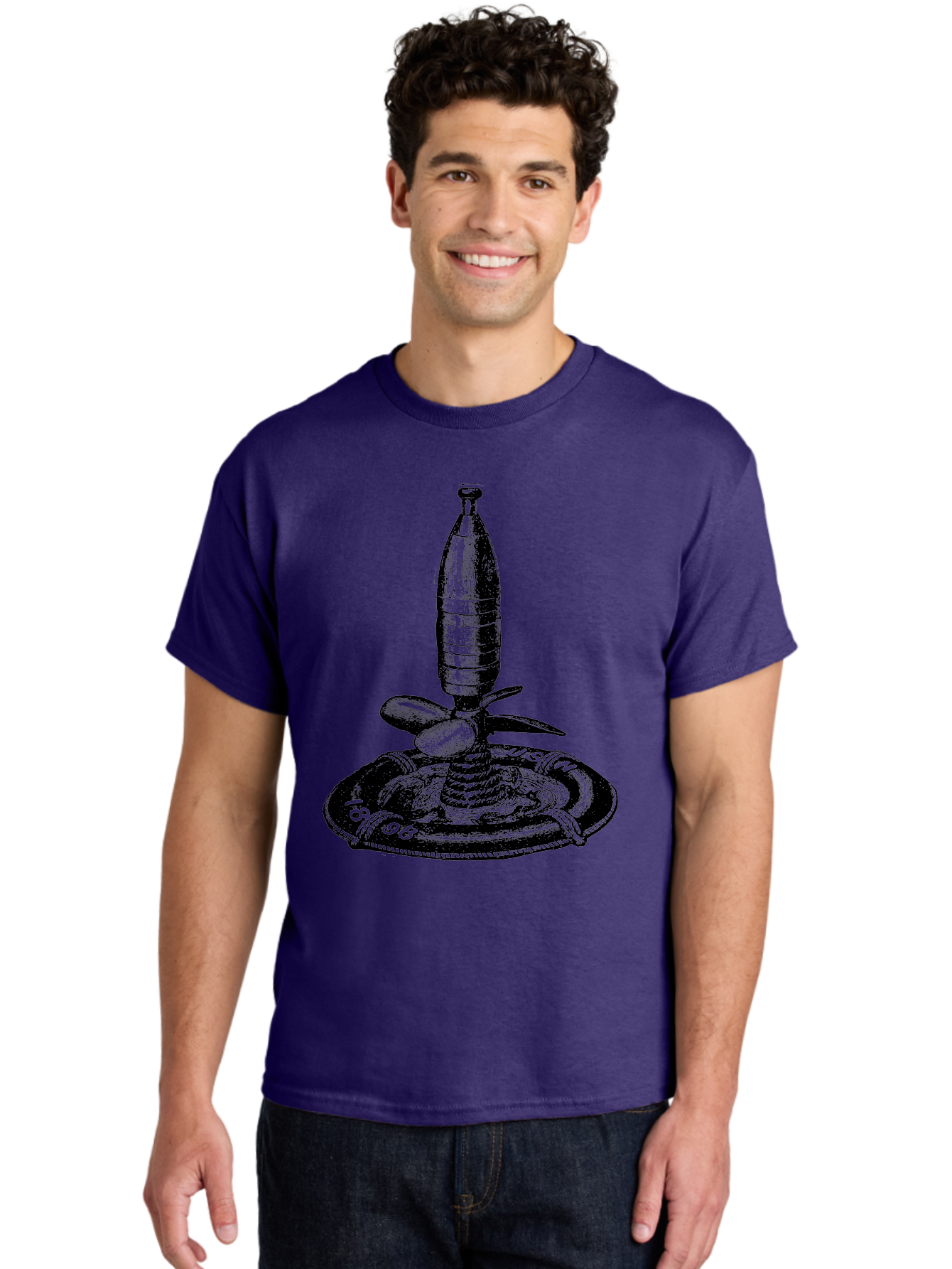 Bomb Men'S Graphic Tee, 100% Cotton, Comfortable Casual Summer Wear, Machine Washable, Explosive Device, Bomb Illustration, Vintage Artwork, Bomb On Plate, Coiled Spring, Detailed Engraving, Historical Graphic, War Symbol Aad519