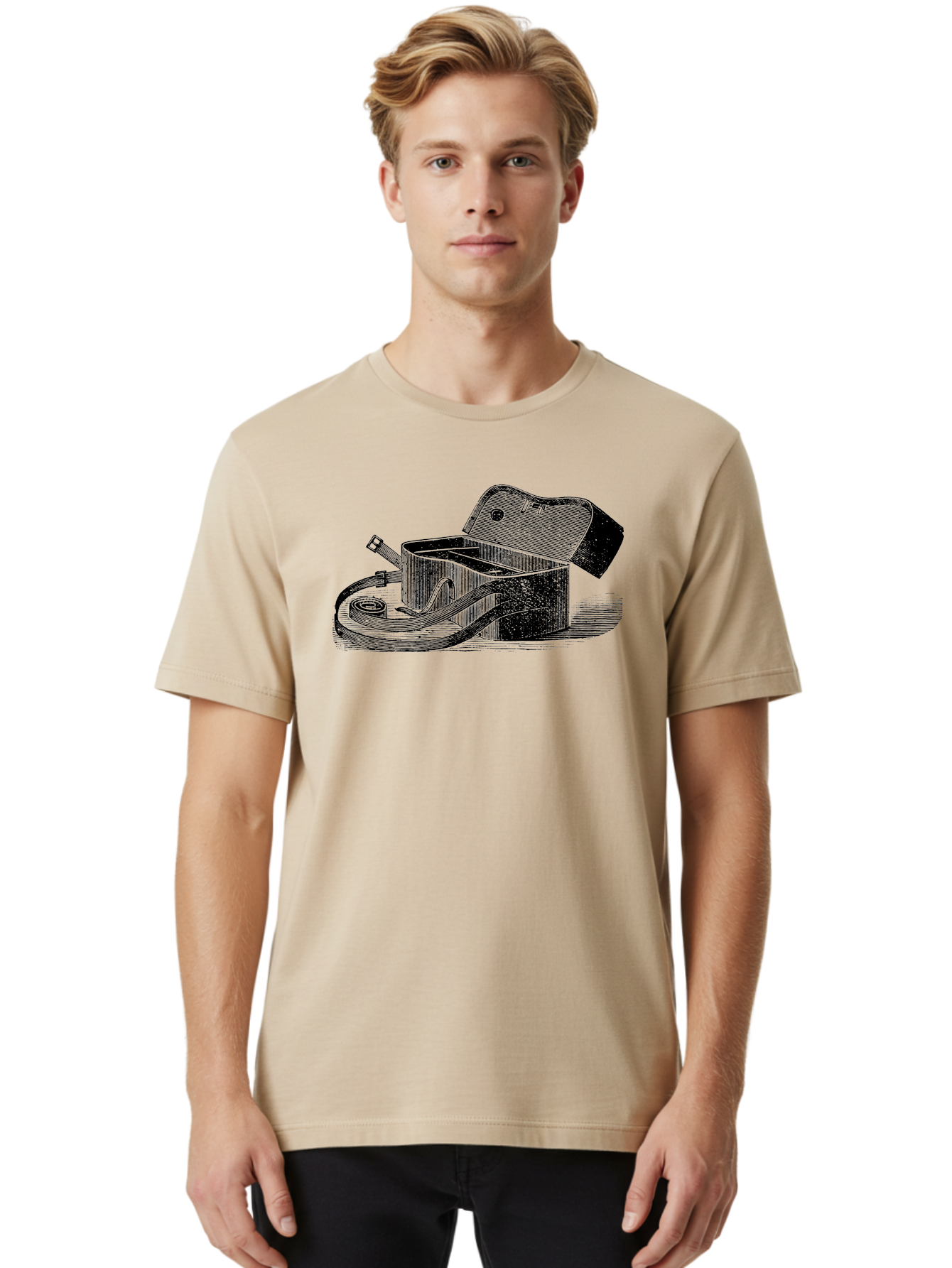 Camera-Bag Men'S Graphic Tee, 100% Cotton, Comfortable Casual Summer Wear, Machine Washable, Vintage Camera Bag, Photography Equipment, Classic Design, Leather Strap, Retro Style, Camera Accessories, Photography Gear Aad520