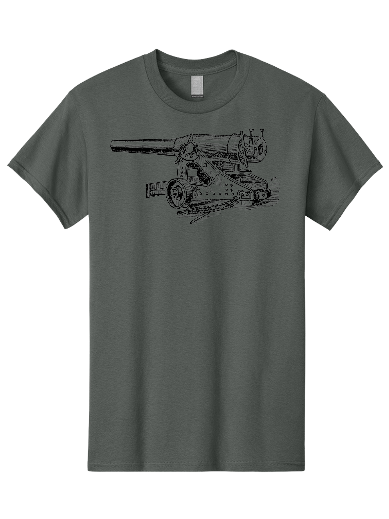 Cannon-Illustration Men'S Graphic Tee, 100% Cotton, Comfortable Casual Summer Wear, Machine Washable, Vintage Cannon, Historical Artillery, Antique Weapon, Military History, Classic Warfare, Detailed Engraving, Illustration Art Aad521