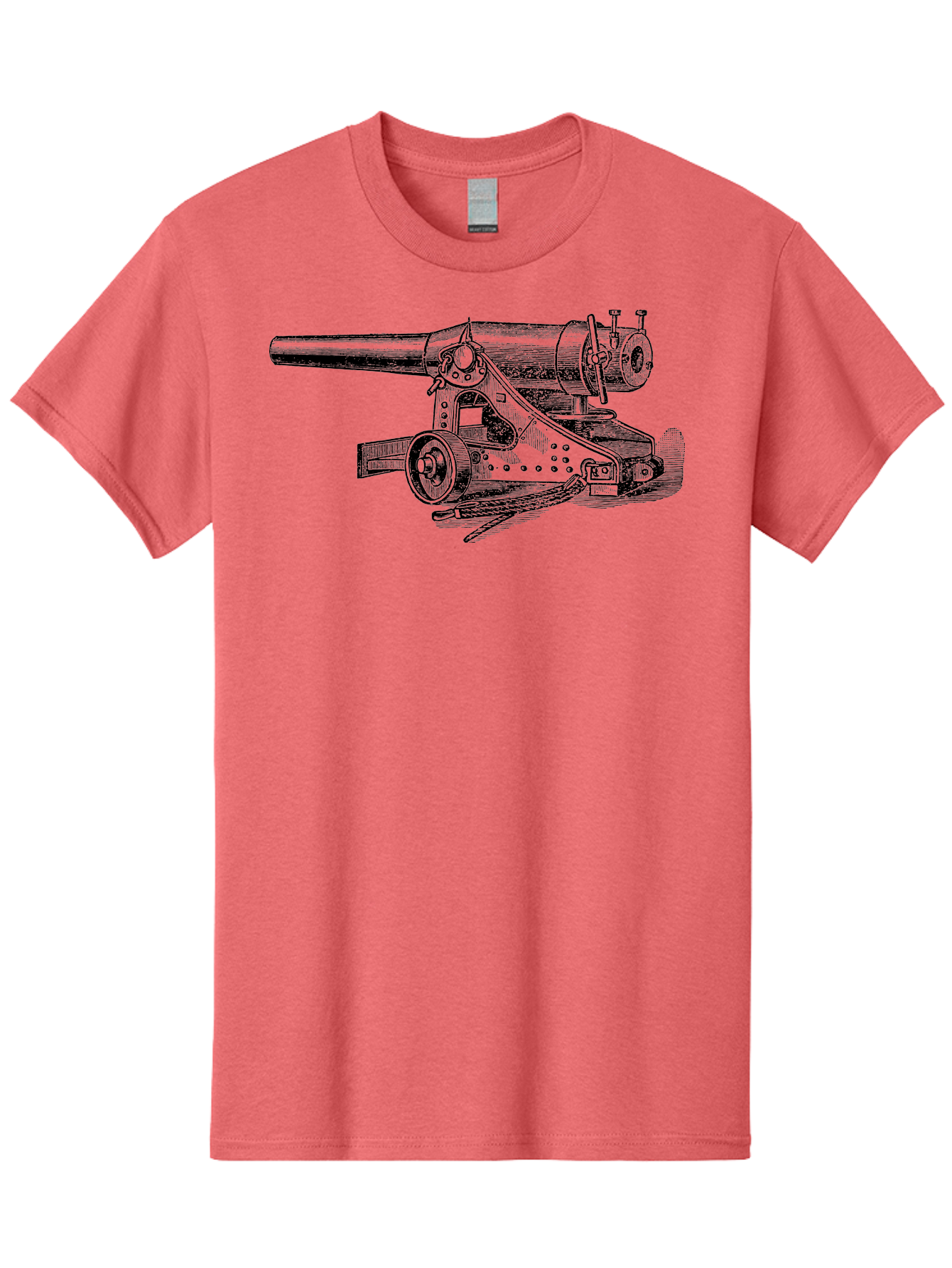 Cannon-Illustration Men'S Graphic Tee, 100% Cotton, Comfortable Casual Summer Wear, Machine Washable, Vintage Cannon, Historical Artillery, Antique Weapon, Military History, Classic Warfare, Detailed Engraving, Illustration Art Aad521