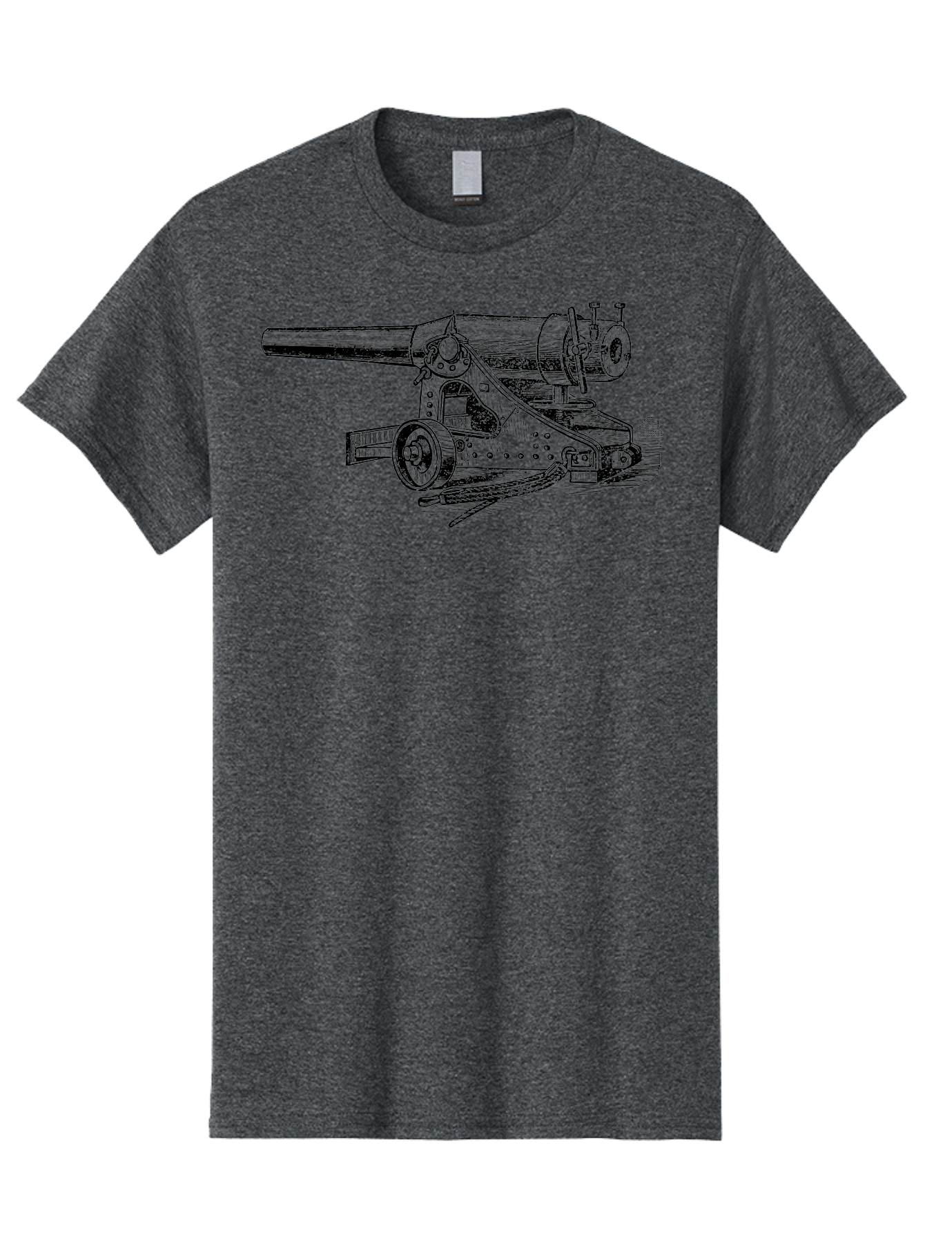 Cannon-Illustration Men'S Graphic Tee, 100% Cotton, Comfortable Casual Summer Wear, Machine Washable, Vintage Cannon, Historical Artillery, Antique Weapon, Military History, Classic Warfare, Detailed Engraving, Illustration Art Aad521