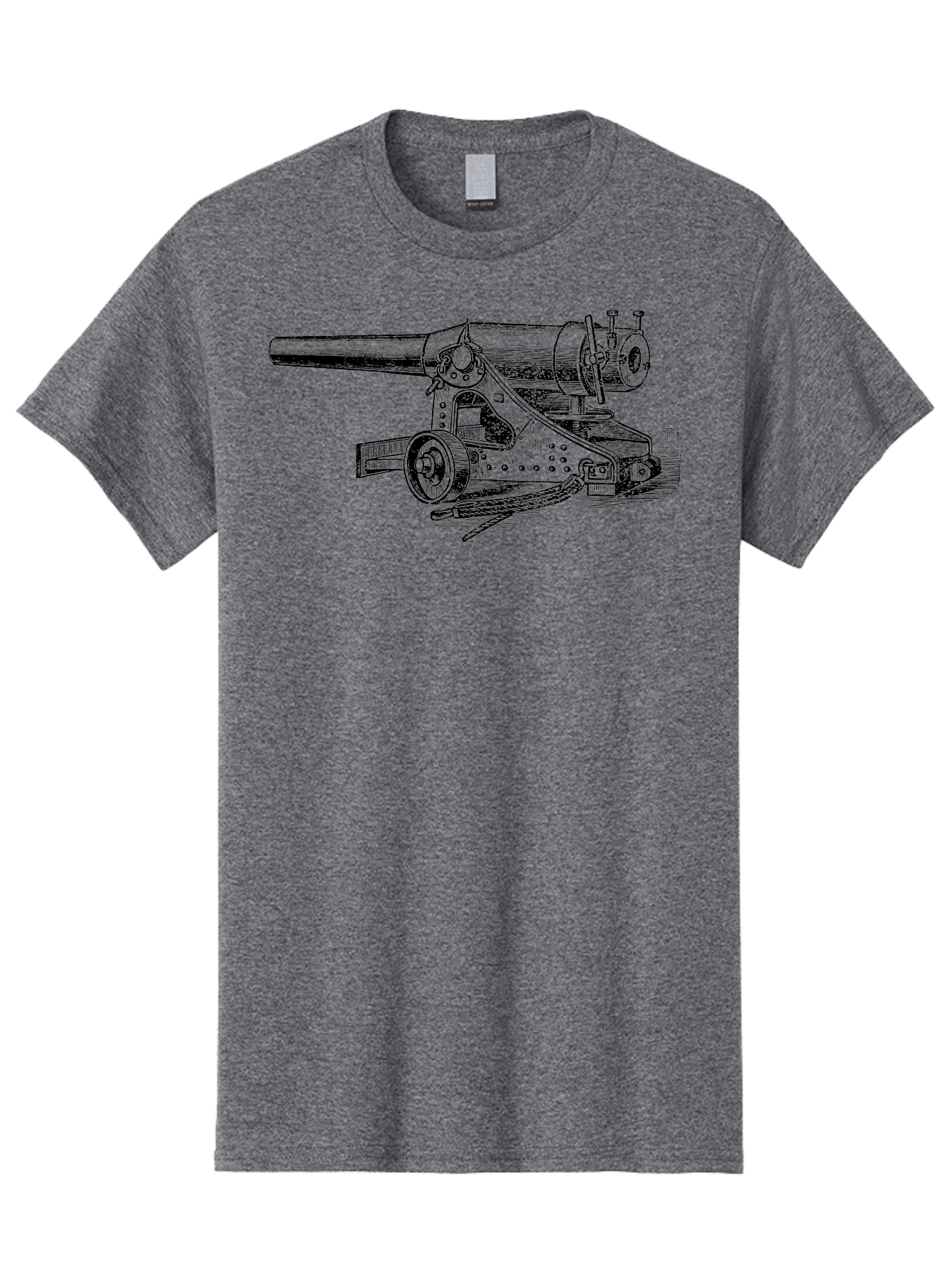 Cannon-Illustration Men'S Graphic Tee, 100% Cotton, Comfortable Casual Summer Wear, Machine Washable, Vintage Cannon, Historical Artillery, Antique Weapon, Military History, Classic Warfare, Detailed Engraving, Illustration Art Aad521