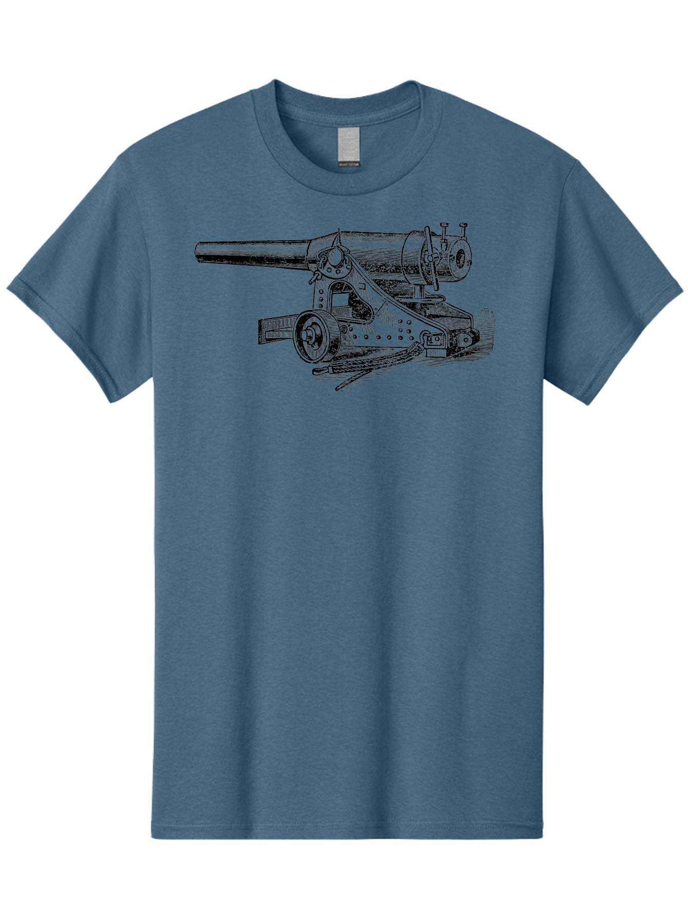 Cannon-Illustration Men'S Graphic Tee, 100% Cotton, Comfortable Casual Summer Wear, Machine Washable, Vintage Cannon, Historical Artillery, Antique Weapon, Military History, Classic Warfare, Detailed Engraving, Illustration Art Aad521