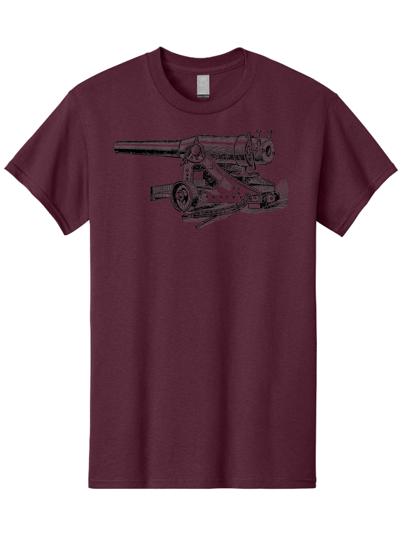 Cannon-Illustration Men'S Graphic Tee, 100% Cotton, Comfortable Casual Summer Wear, Machine Washable, Vintage Cannon, Historical Artillery, Antique Weapon, Military History, Classic Warfare, Detailed Engraving, Illustration Art Aad521