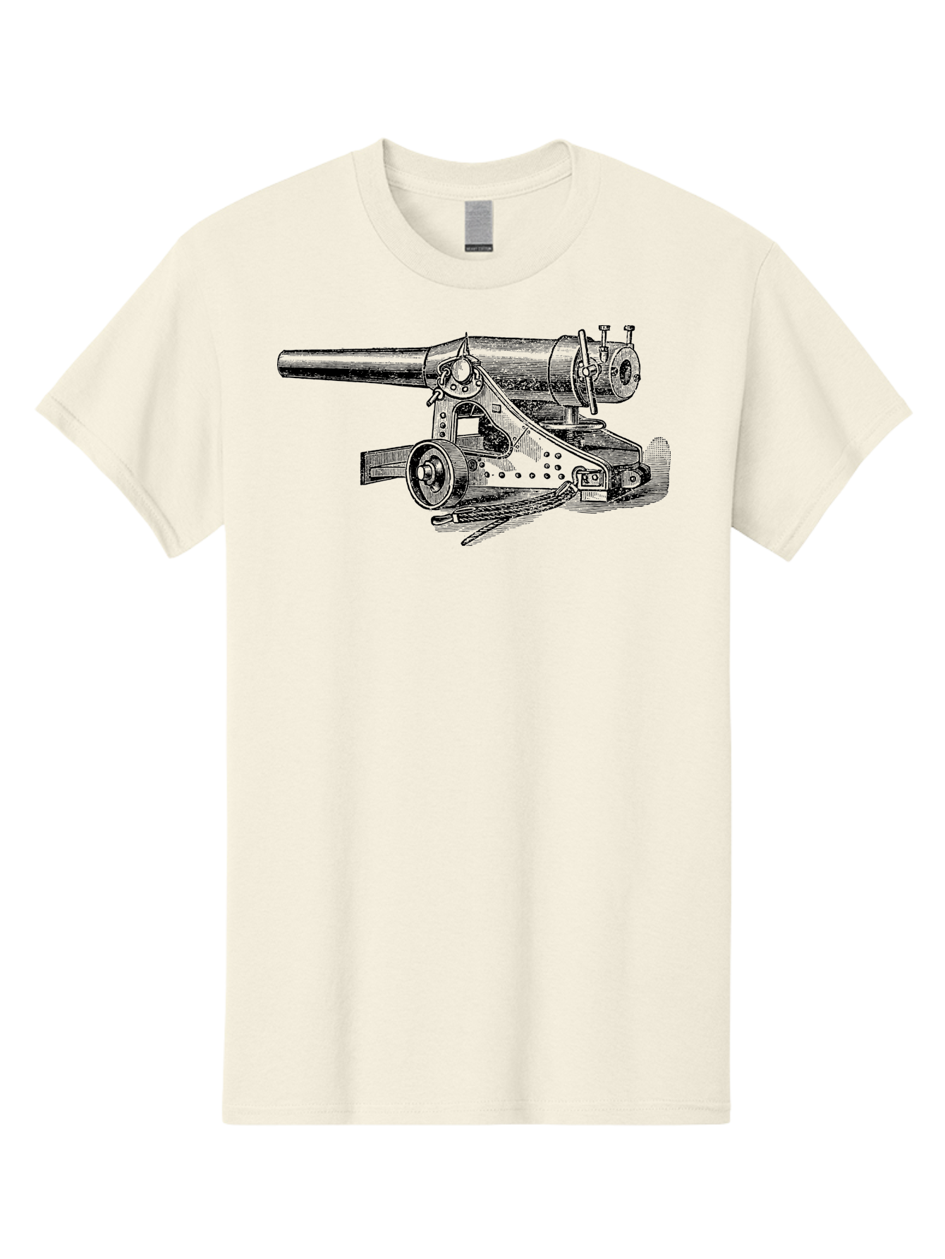 Cannon-Illustration Men'S Graphic Tee, 100% Cotton, Comfortable Casual Summer Wear, Machine Washable, Vintage Cannon, Historical Artillery, Antique Weapon, Military History, Classic Warfare, Detailed Engraving, Illustration Art Aad521