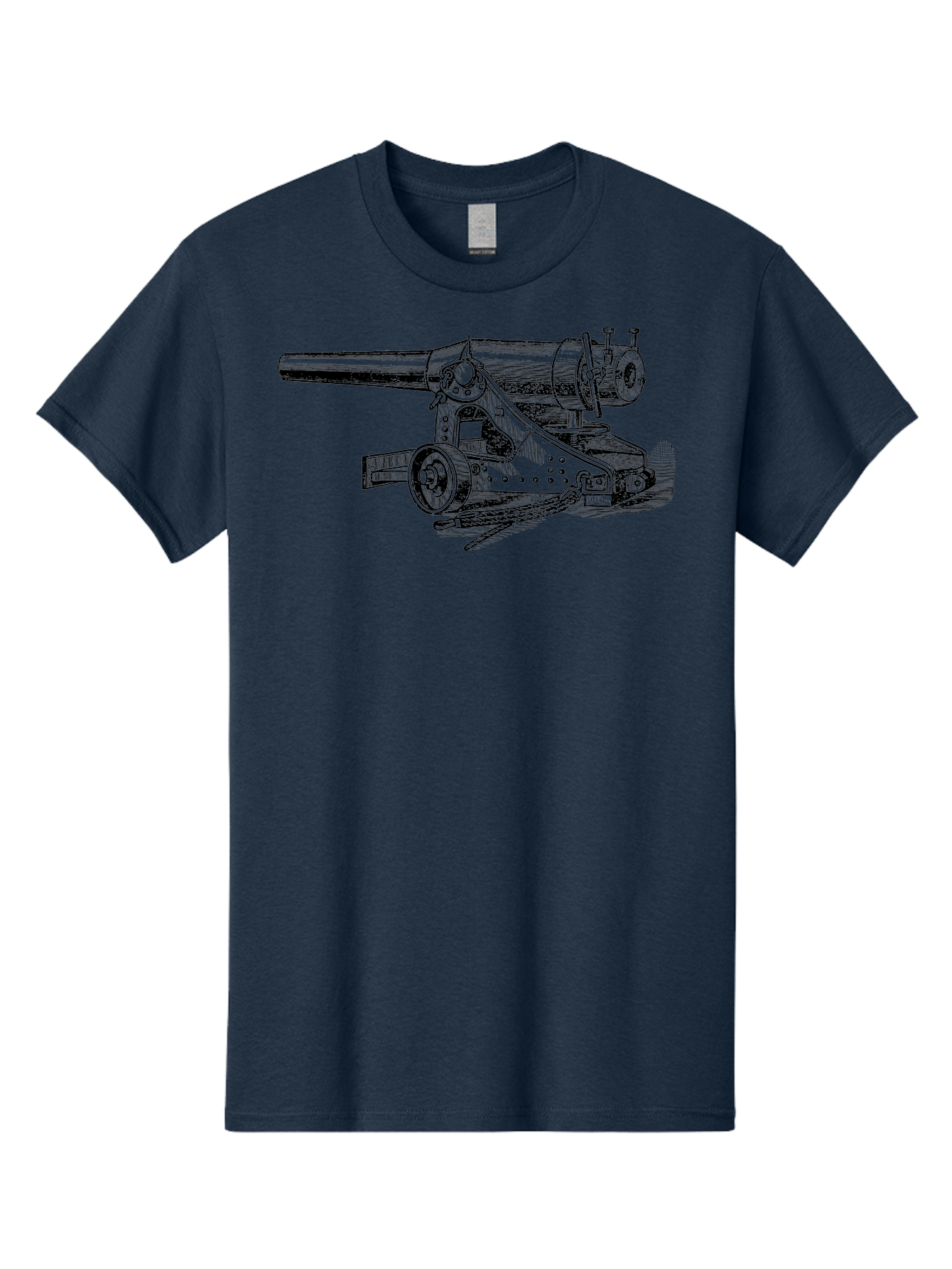 Cannon-Illustration Men'S Graphic Tee, 100% Cotton, Comfortable Casual Summer Wear, Machine Washable, Vintage Cannon, Historical Artillery, Antique Weapon, Military History, Classic Warfare, Detailed Engraving, Illustration Art Aad521
