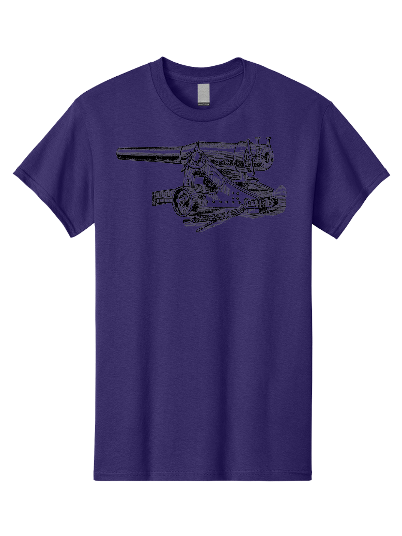 Cannon-Illustration Men'S Graphic Tee, 100% Cotton, Comfortable Casual Summer Wear, Machine Washable, Vintage Cannon, Historical Artillery, Antique Weapon, Military History, Classic Warfare, Detailed Engraving, Illustration Art Aad521