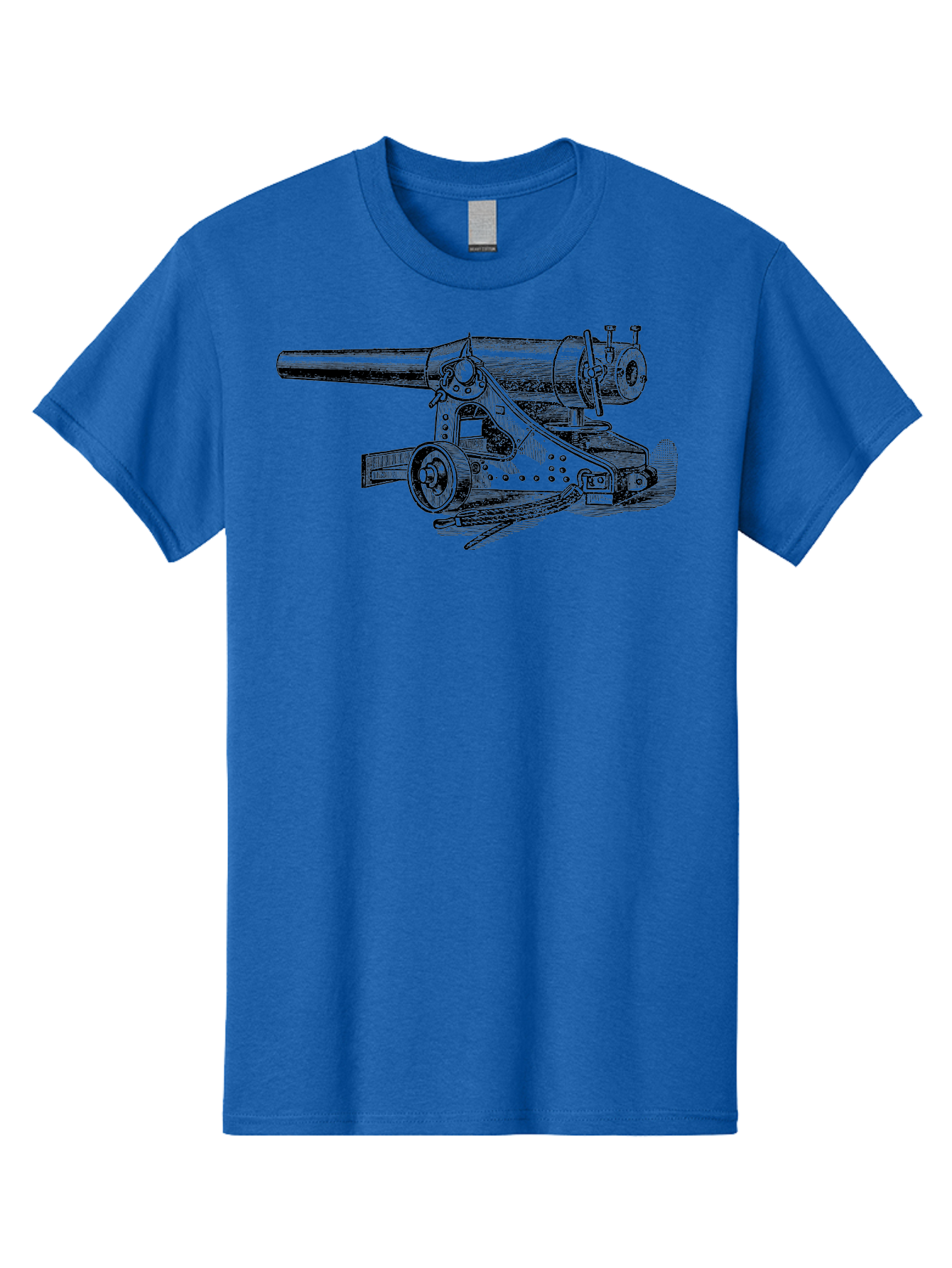 Cannon-Illustration Men'S Graphic Tee, 100% Cotton, Comfortable Casual Summer Wear, Machine Washable, Vintage Cannon, Historical Artillery, Antique Weapon, Military History, Classic Warfare, Detailed Engraving, Illustration Art Aad521