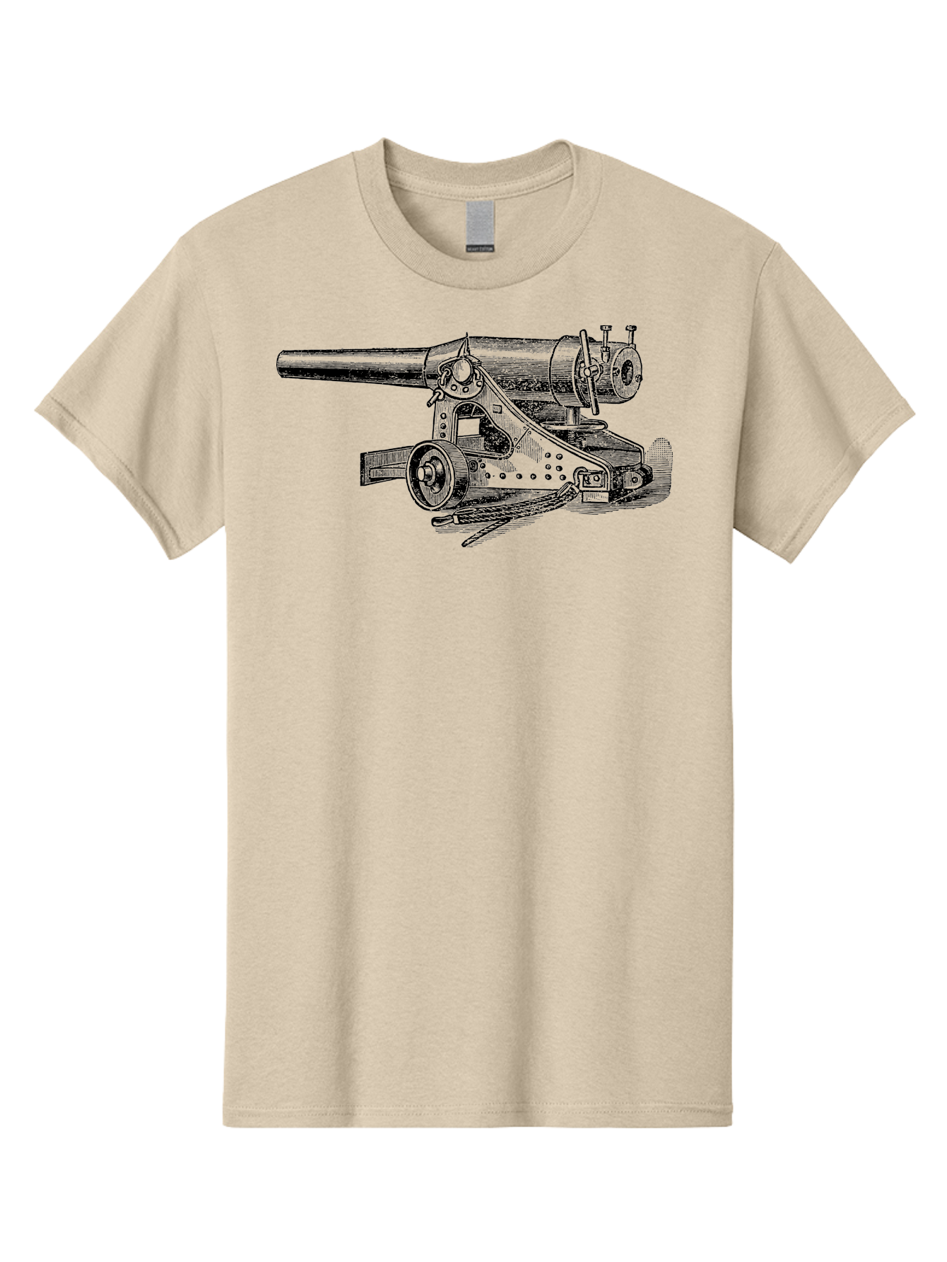 Cannon-Illustration Men'S Graphic Tee, 100% Cotton, Comfortable Casual Summer Wear, Machine Washable, Vintage Cannon, Historical Artillery, Antique Weapon, Military History, Classic Warfare, Detailed Engraving, Illustration Art Aad521
