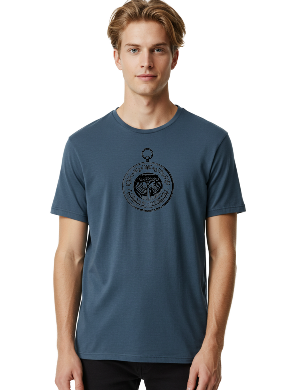 Change Men'S Graphic Tee, 100% Cotton, Comfortable Casual Summer Wear, Machine Washable, Pocket Watch, Change, Stormy, Fair, Very Dry, Clock Face, Hour Markers, Hands Of Time, Abstract Design, Vintage Style, Retro Aesthetic Aad522
