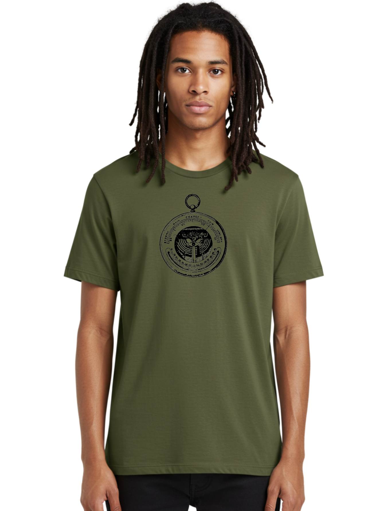 Change Men'S Graphic Tee, 100% Cotton, Comfortable Casual Summer Wear, Machine Washable, Pocket Watch, Change, Stormy, Fair, Very Dry, Clock Face, Hour Markers, Hands Of Time, Abstract Design, Vintage Style, Retro Aesthetic Aad522