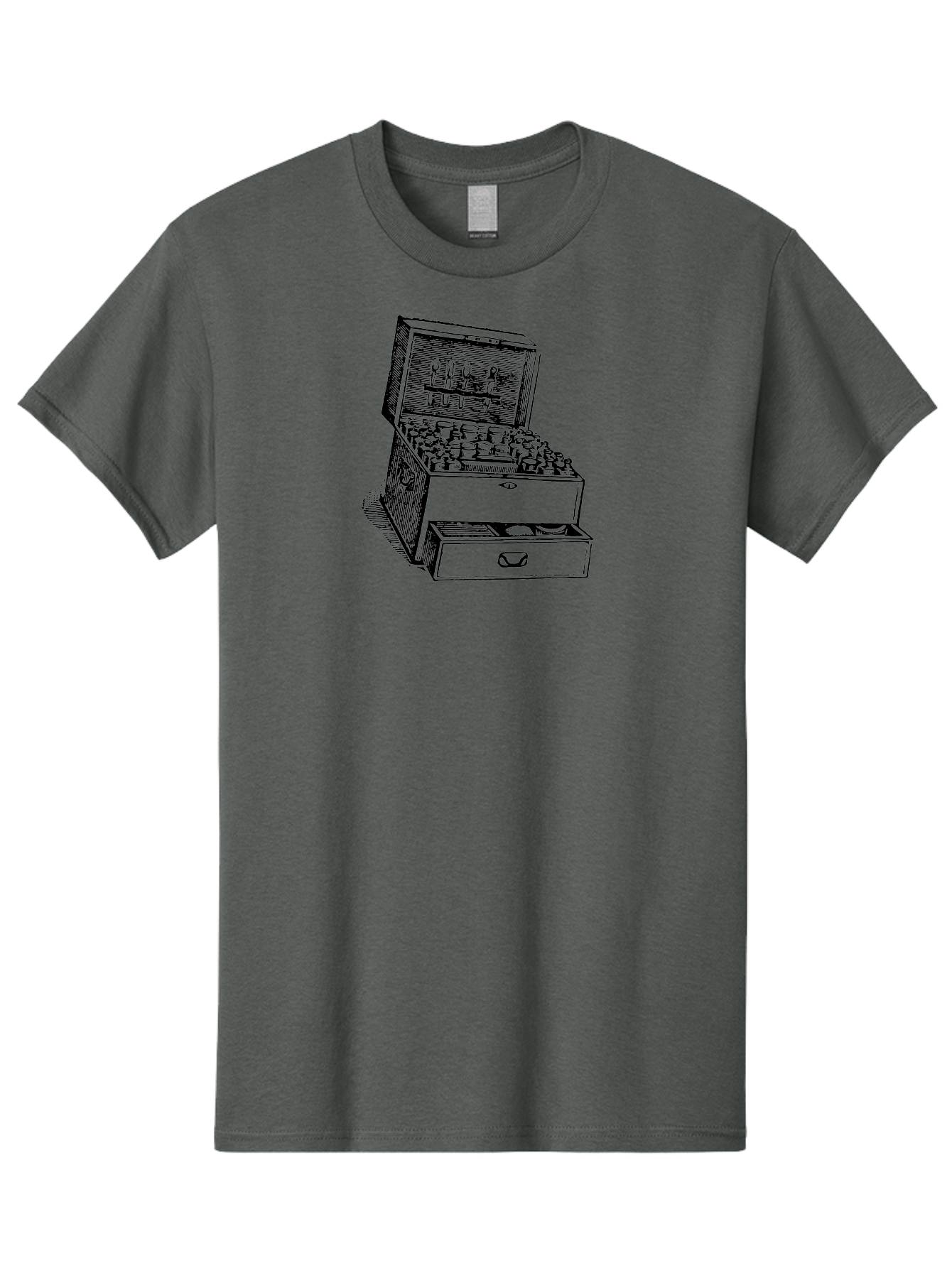 Chemist-Cabinet Men'S Graphic Tee, 100% Cotton, Comfortable Casual Summer Wear, Machine Washable, Vintage Apothecary, Medicine Storage, Old-Fashioned Remedies, Antique Medical Equipment, Wooden Chest, Medical History, Pharmacy Cabinet, Aad523