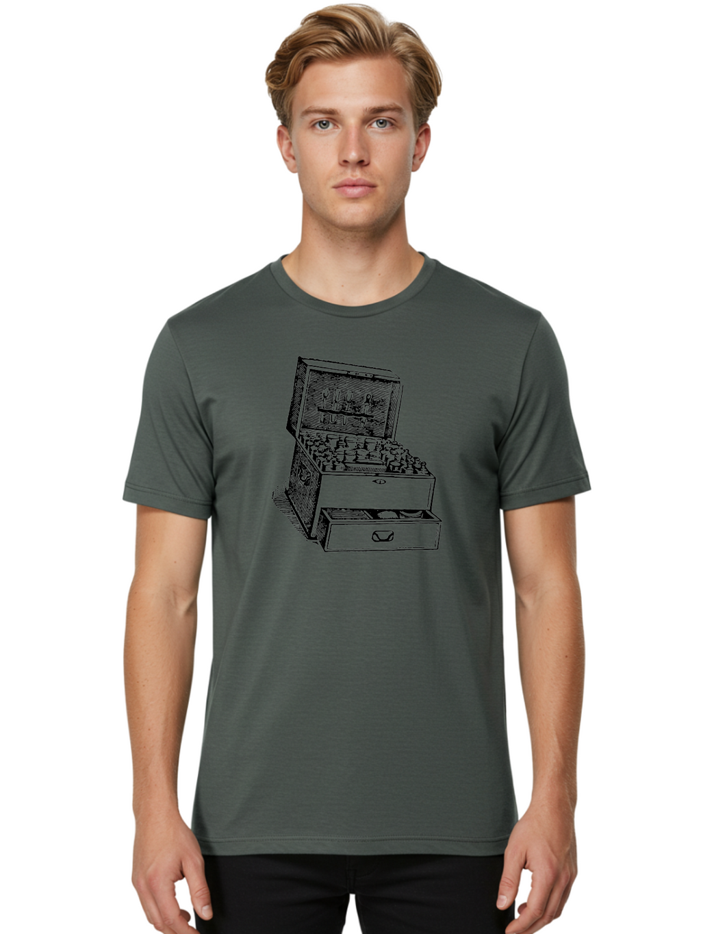 Chemist-Cabinet Men'S Graphic Tee, 100% Cotton, Comfortable Casual Summer Wear, Machine Washable, Vintage Apothecary, Medicine Storage, Old-Fashioned Remedies, Antique Medical Equipment, Wooden Chest, Medical History, Pharmacy Cabinet, Aad523