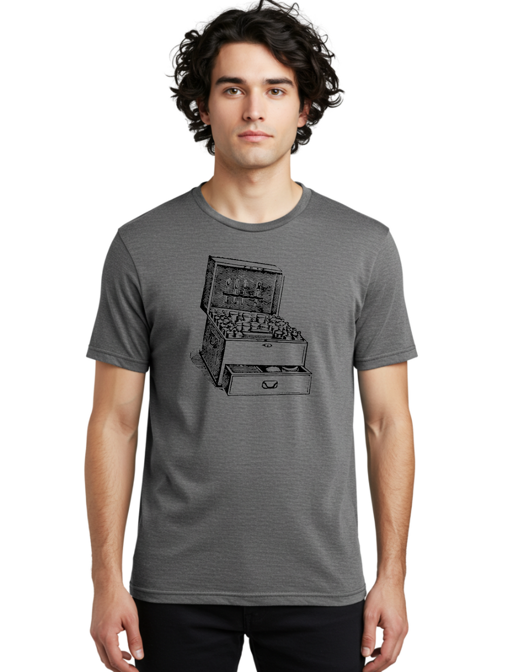 Chemist-Cabinet Men'S Graphic Tee, 100% Cotton, Comfortable Casual Summer Wear, Machine Washable, Vintage Apothecary, Medicine Storage, Old-Fashioned Remedies, Antique Medical Equipment, Wooden Chest, Medical History, Pharmacy Cabinet, Aad523