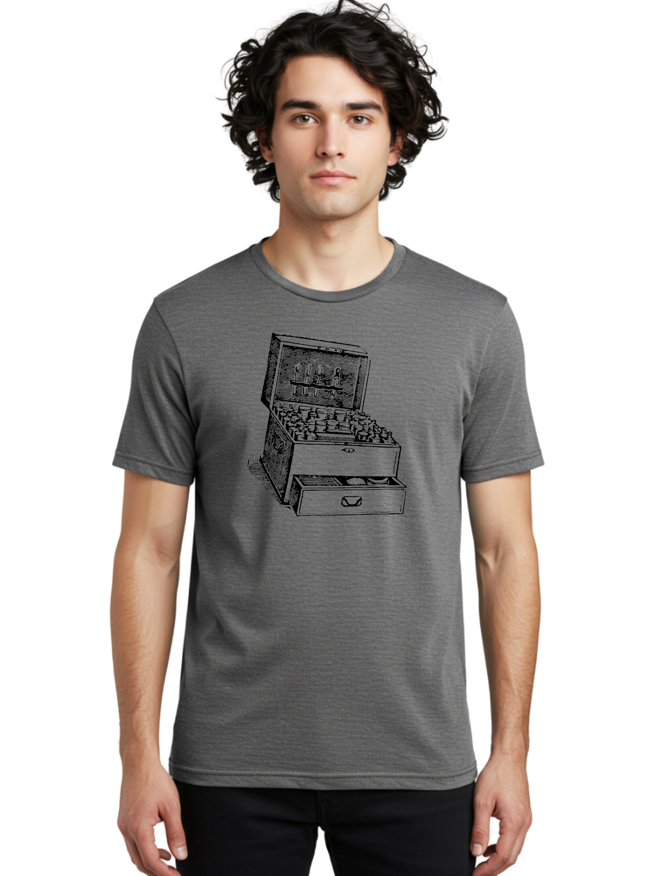 Chemist-Cabinet Men'S Graphic Tee, 100% Cotton, Comfortable Casual Summer Wear, Machine Washable, Vintage Apothecary, Medicine Storage, Old-Fashioned Remedies, Antique Medical Equipment, Wooden Chest, Medical History, Pharmacy Cabinet, Aad523
