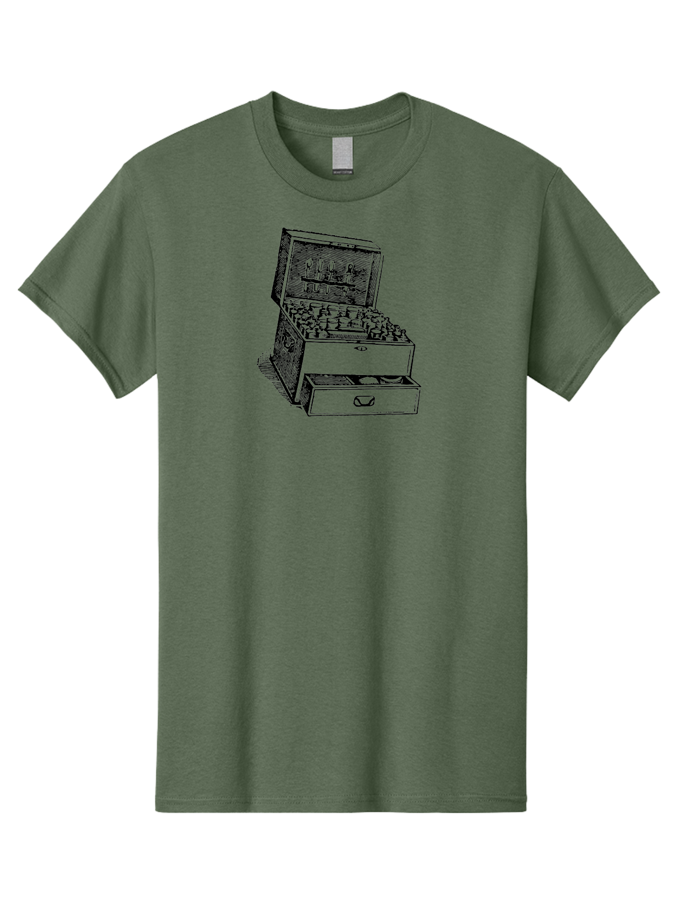 Chemist-Cabinet Men'S Graphic Tee, 100% Cotton, Comfortable Casual Summer Wear, Machine Washable, Vintage Apothecary, Medicine Storage, Old-Fashioned Remedies, Antique Medical Equipment, Wooden Chest, Medical History, Pharmacy Cabinet, Aad523