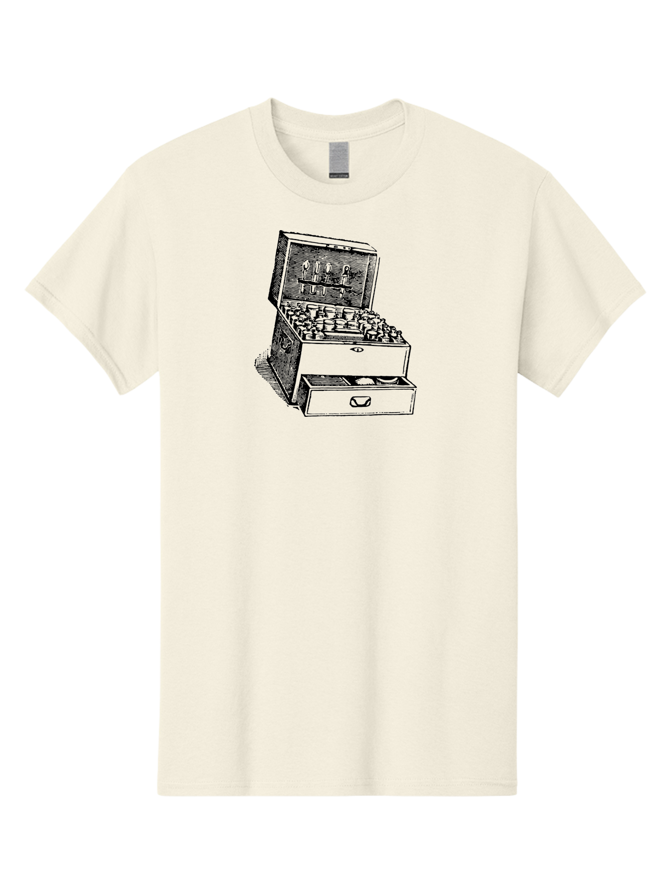 Chemist-Cabinet Men'S Graphic Tee, 100% Cotton, Comfortable Casual Summer Wear, Machine Washable, Vintage Apothecary, Medicine Storage, Old-Fashioned Remedies, Antique Medical Equipment, Wooden Chest, Medical History, Pharmacy Cabinet, Aad523