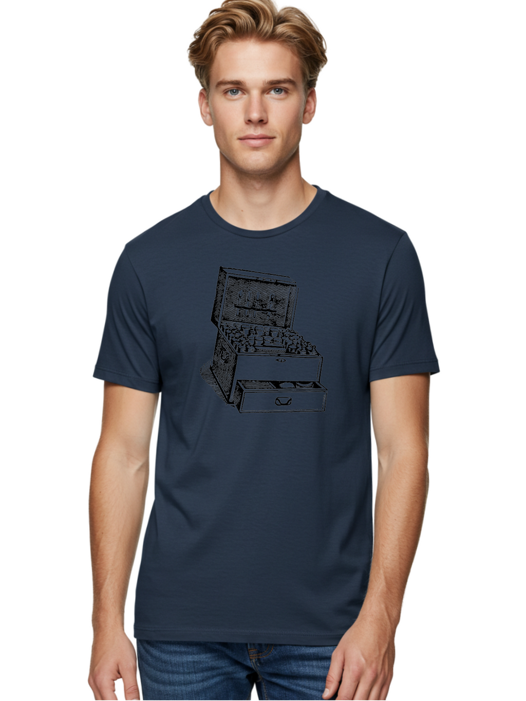 Chemist-Cabinet Men'S Graphic Tee, 100% Cotton, Comfortable Casual Summer Wear, Machine Washable, Vintage Apothecary, Medicine Storage, Old-Fashioned Remedies, Antique Medical Equipment, Wooden Chest, Medical History, Pharmacy Cabinet, Aad523
