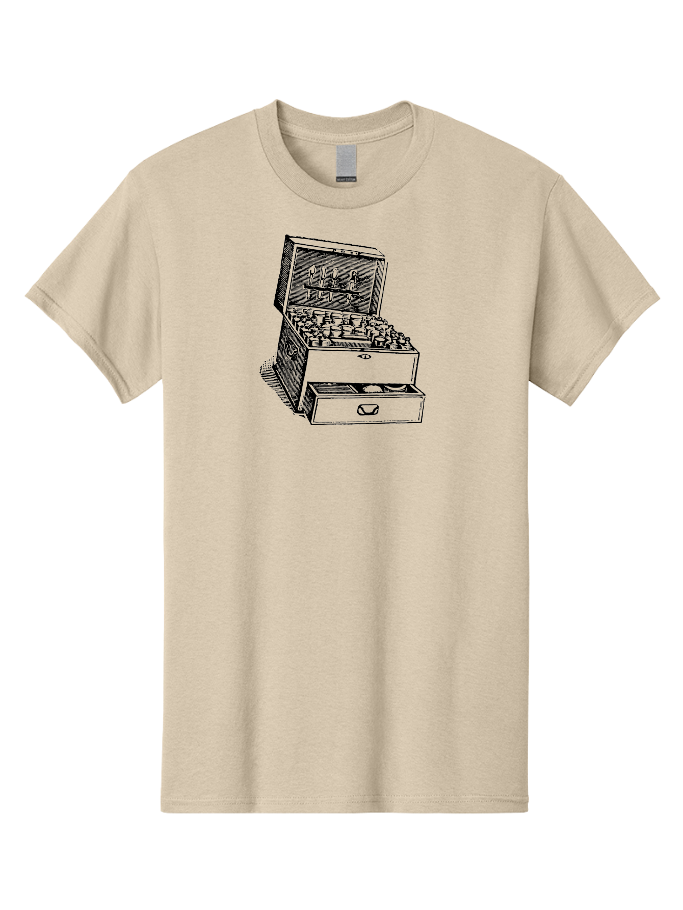 Chemist-Cabinet Men'S Graphic Tee, 100% Cotton, Comfortable Casual Summer Wear, Machine Washable, Vintage Apothecary, Medicine Storage, Old-Fashioned Remedies, Antique Medical Equipment, Wooden Chest, Medical History, Pharmacy Cabinet, Aad523