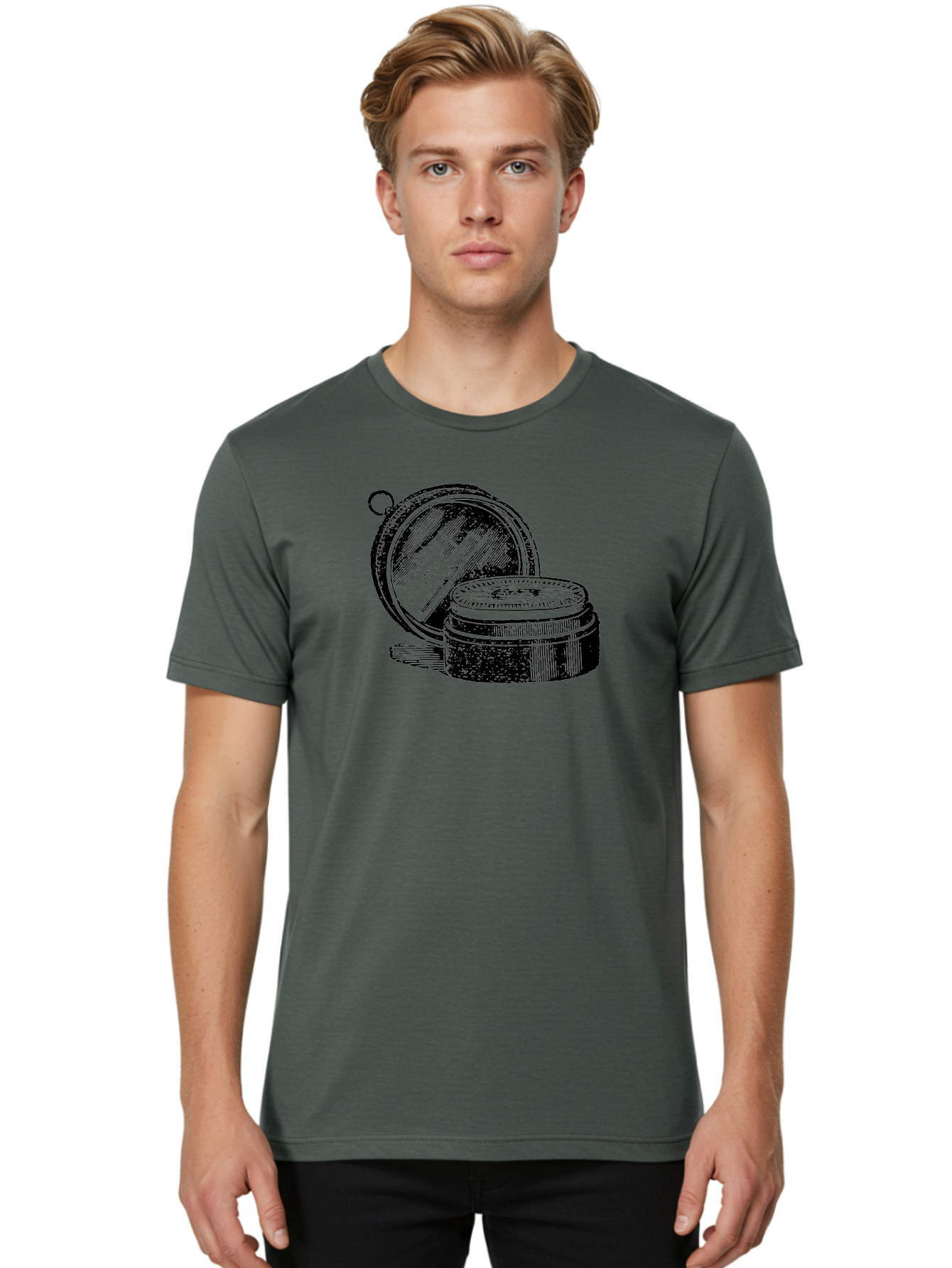 Compass-1 Men'S Graphic Tee, 100% Cotton, Comfortable Casual Summer Wear, Machine Washable, Vintage Compass, Navigation Tool, Direction Finder, Antique Design, Classic Illustration, Detailed Artwork, Circular Shape Aad524