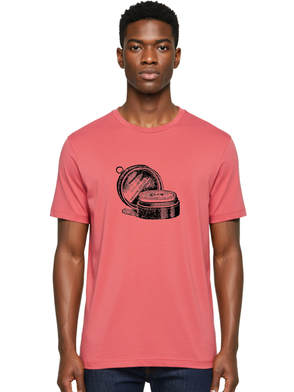 Compass-1 Men'S Graphic Tee, 100% Cotton, Comfortable Casual Summer Wear, Machine Washable, Vintage Compass, Navigation Tool, Direction Finder, Antique Design, Classic Illustration, Detailed Artwork, Circular Shape Aad524