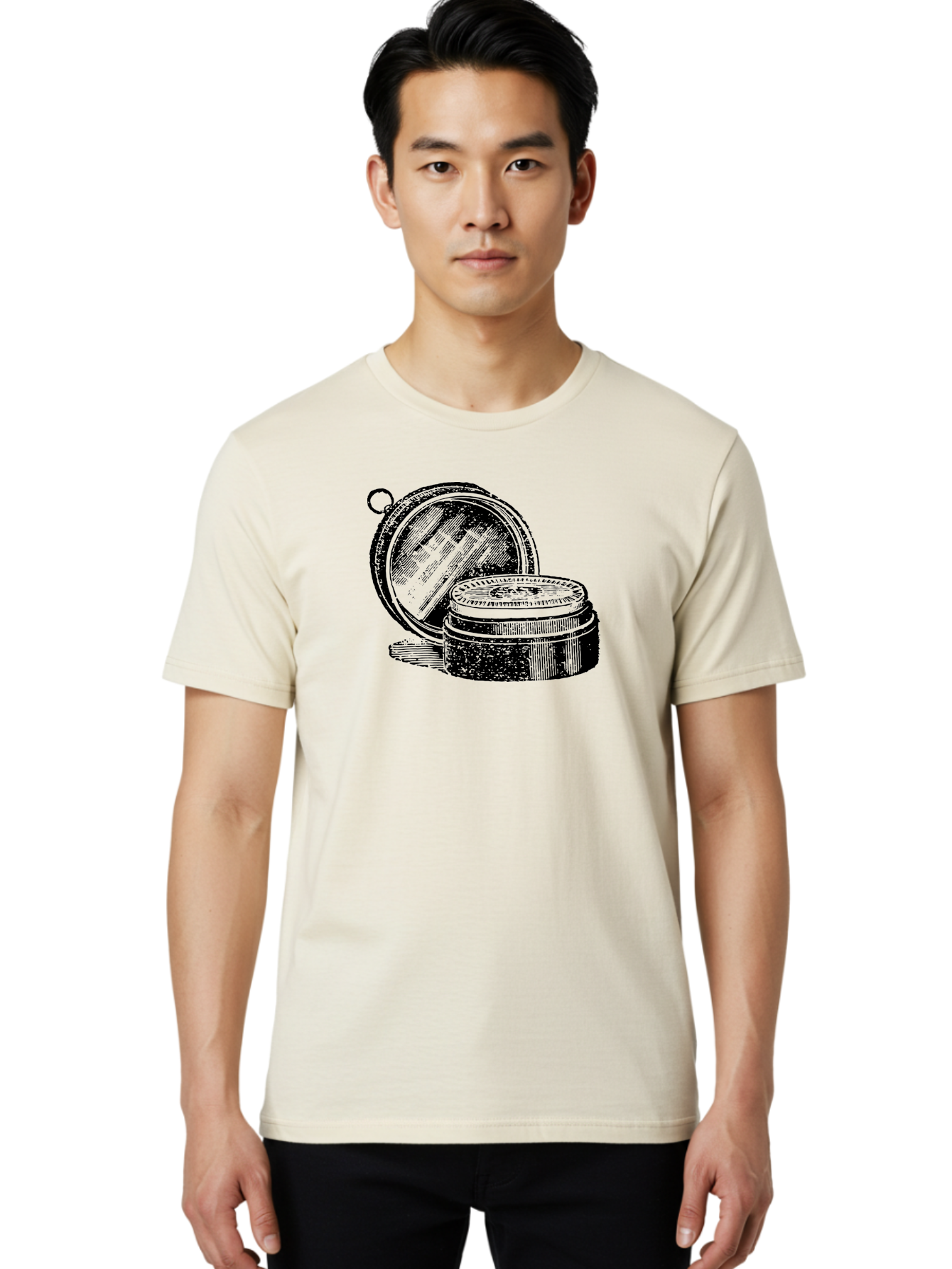Compass-1 Men'S Graphic Tee, 100% Cotton, Comfortable Casual Summer Wear, Machine Washable, Vintage Compass, Navigation Tool, Direction Finder, Antique Design, Classic Illustration, Detailed Artwork, Circular Shape Aad524