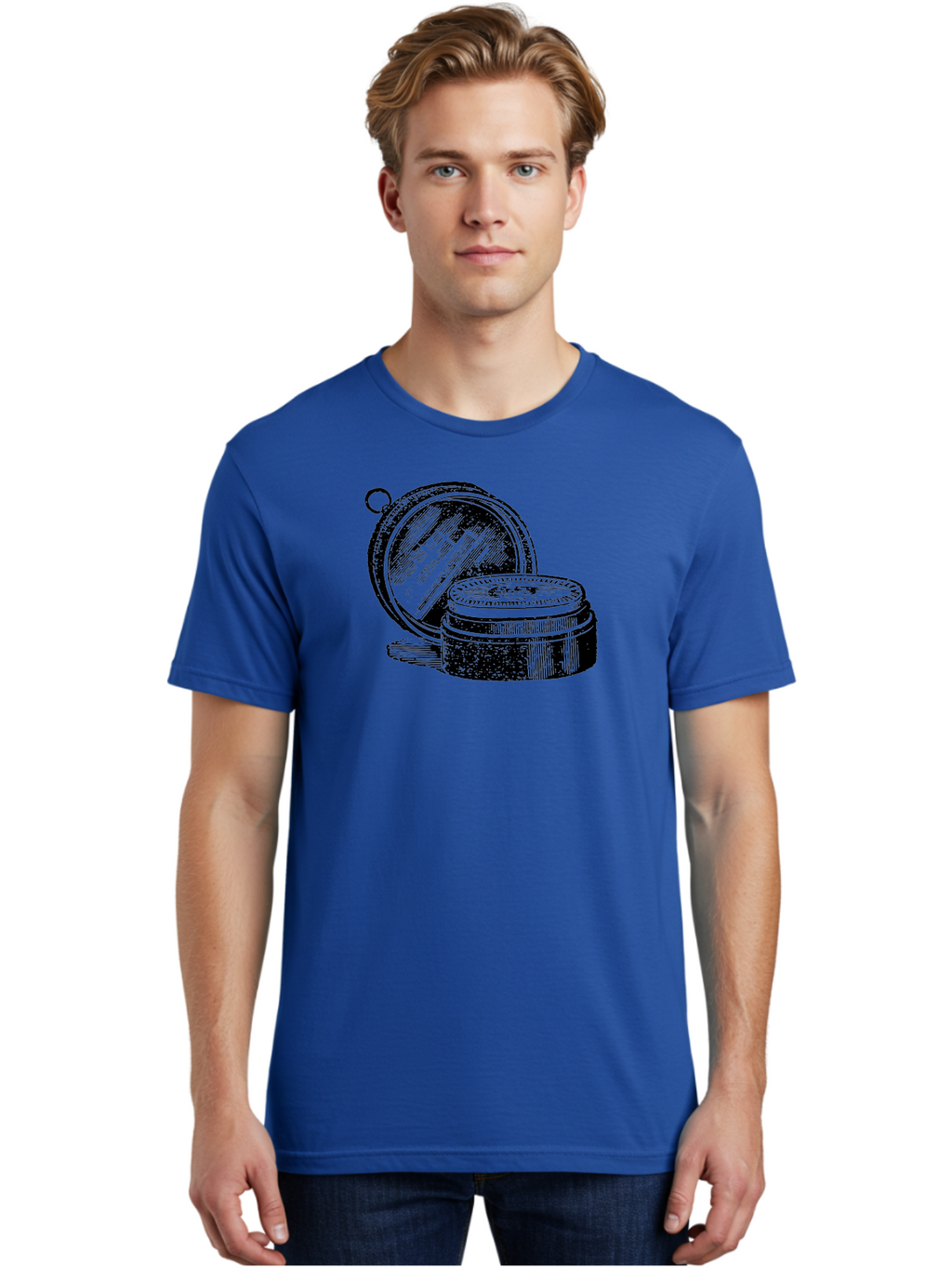 Compass-1 Men'S Graphic Tee, 100% Cotton, Comfortable Casual Summer Wear, Machine Washable, Vintage Compass, Navigation Tool, Direction Finder, Antique Design, Classic Illustration, Detailed Artwork, Circular Shape Aad524