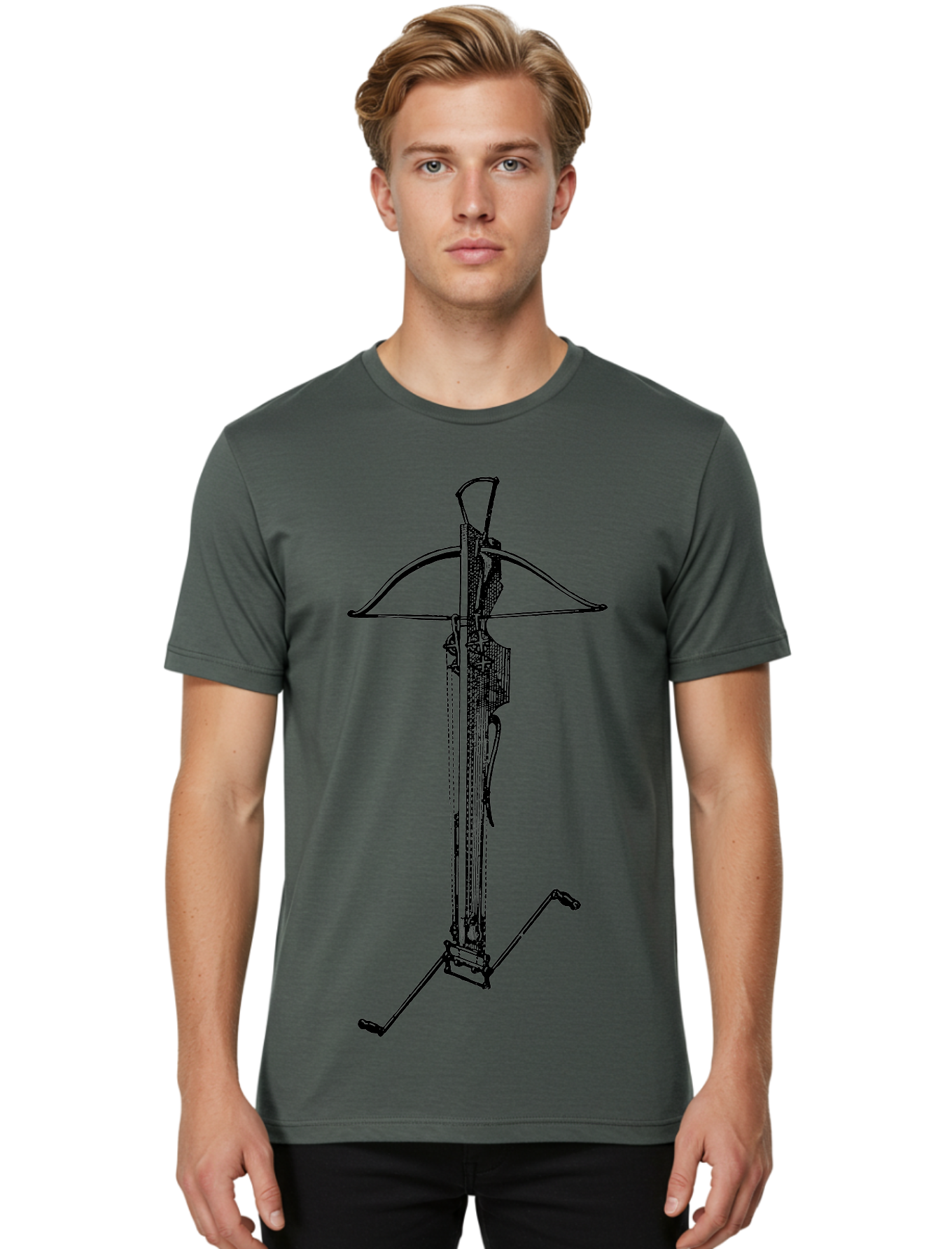Crossbow-2 Men'S Graphic Tee, 100% Cotton, Comfortable Casual Summer Wear, Machine Washable, Crossbow, Medieval Weapon, Archery Equipment, Hunting Gear, Tactical Device, Precision Instrument, Historical Firearm Aad528