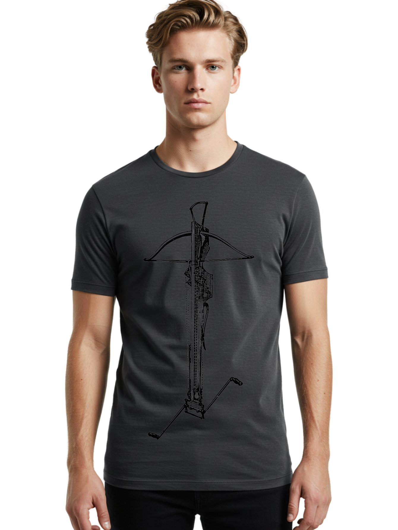 Crossbow-2 Men'S Graphic Tee, 100% Cotton, Comfortable Casual Summer Wear, Machine Washable, Crossbow, Medieval Weapon, Archery Equipment, Hunting Gear, Tactical Device, Precision Instrument, Historical Firearm Aad528
