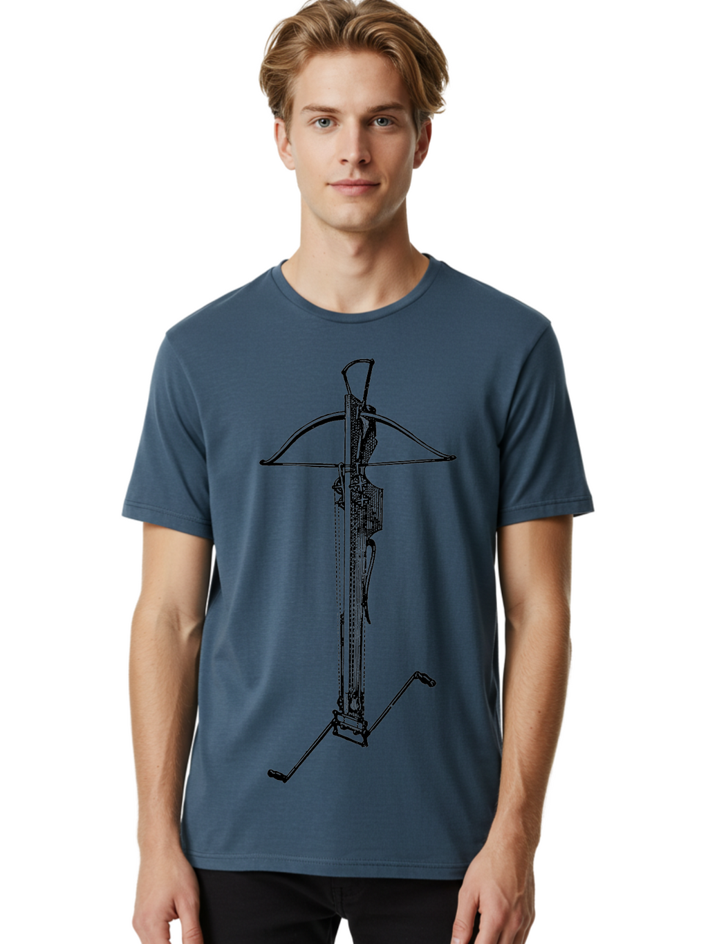 Crossbow-2 Men'S Graphic Tee, 100% Cotton, Comfortable Casual Summer Wear, Machine Washable, Crossbow, Medieval Weapon, Archery Equipment, Hunting Gear, Tactical Device, Precision Instrument, Historical Firearm Aad528