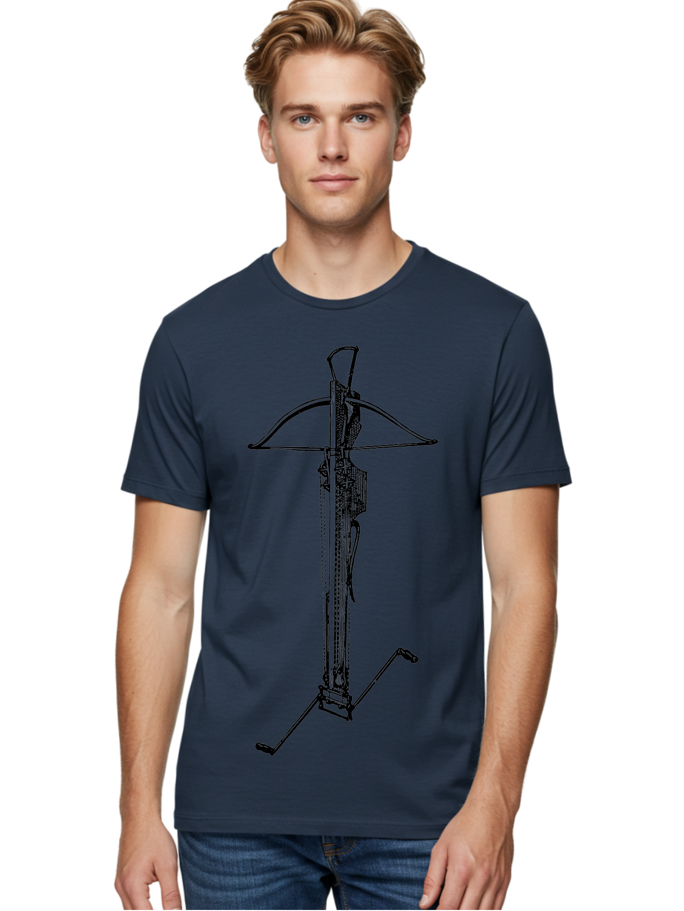 Crossbow-2 Men'S Graphic Tee, 100% Cotton, Comfortable Casual Summer Wear, Machine Washable, Crossbow, Medieval Weapon, Archery Equipment, Hunting Gear, Tactical Device, Precision Instrument, Historical Firearm Aad528