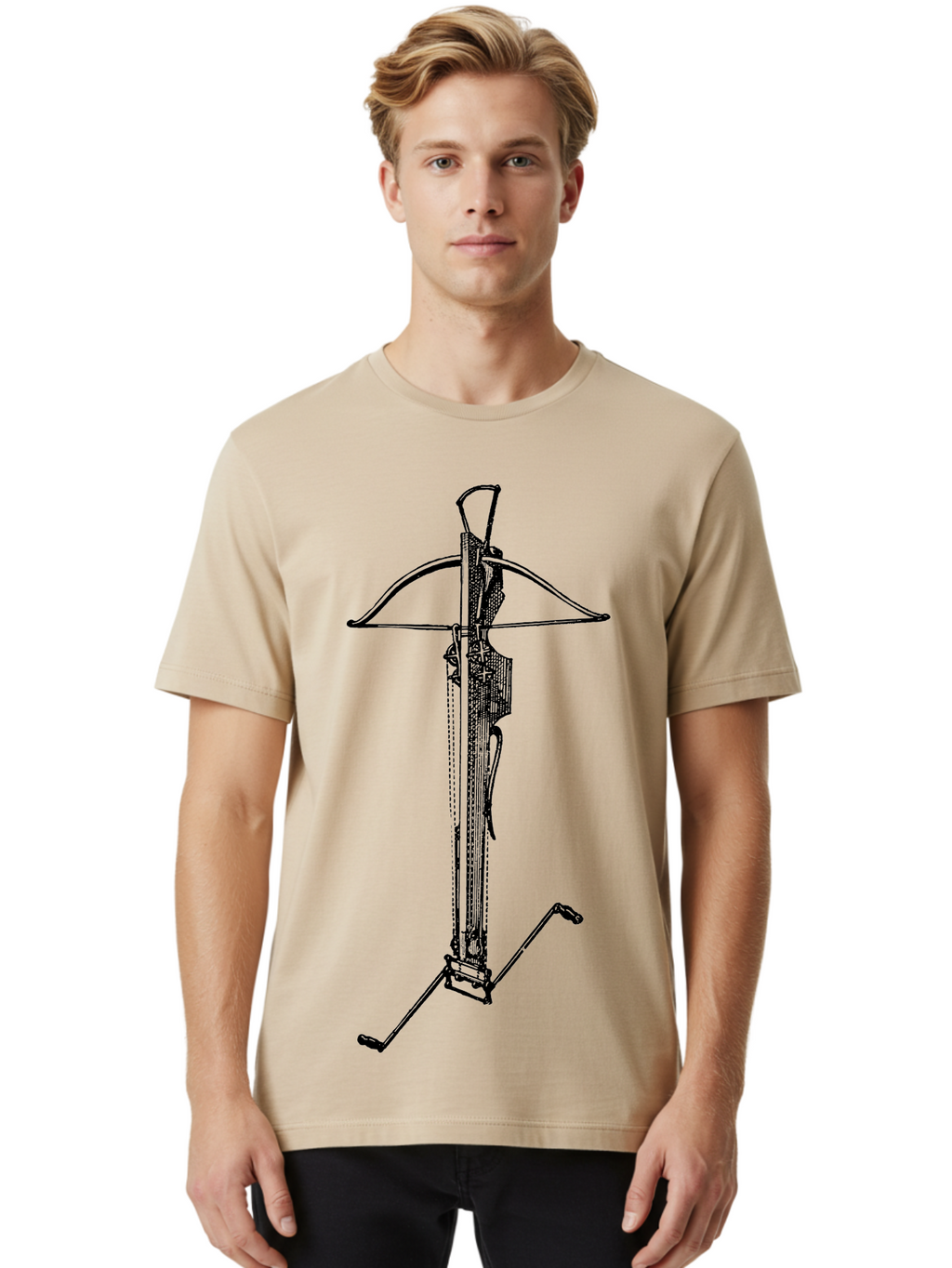 Crossbow-2 Men'S Graphic Tee, 100% Cotton, Comfortable Casual Summer Wear, Machine Washable, Crossbow, Medieval Weapon, Archery Equipment, Hunting Gear, Tactical Device, Precision Instrument, Historical Firearm Aad528
