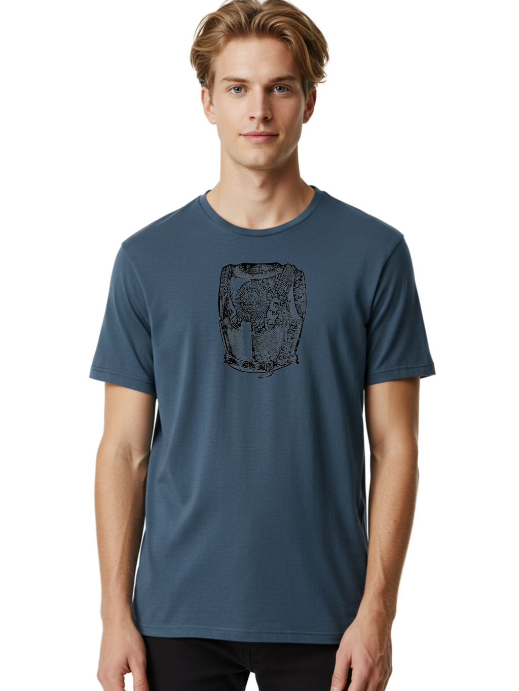 Cuirass-1 Men'S Graphic Tee, 100% Cotton, Comfortable Casual Summer Wear, Machine Washable, Vintage Breastplate, Roman Armor, Medieval Style, Protective Gear, Historical Reenactment, Military Attire, Ornate Design, Intricate Details Aad530