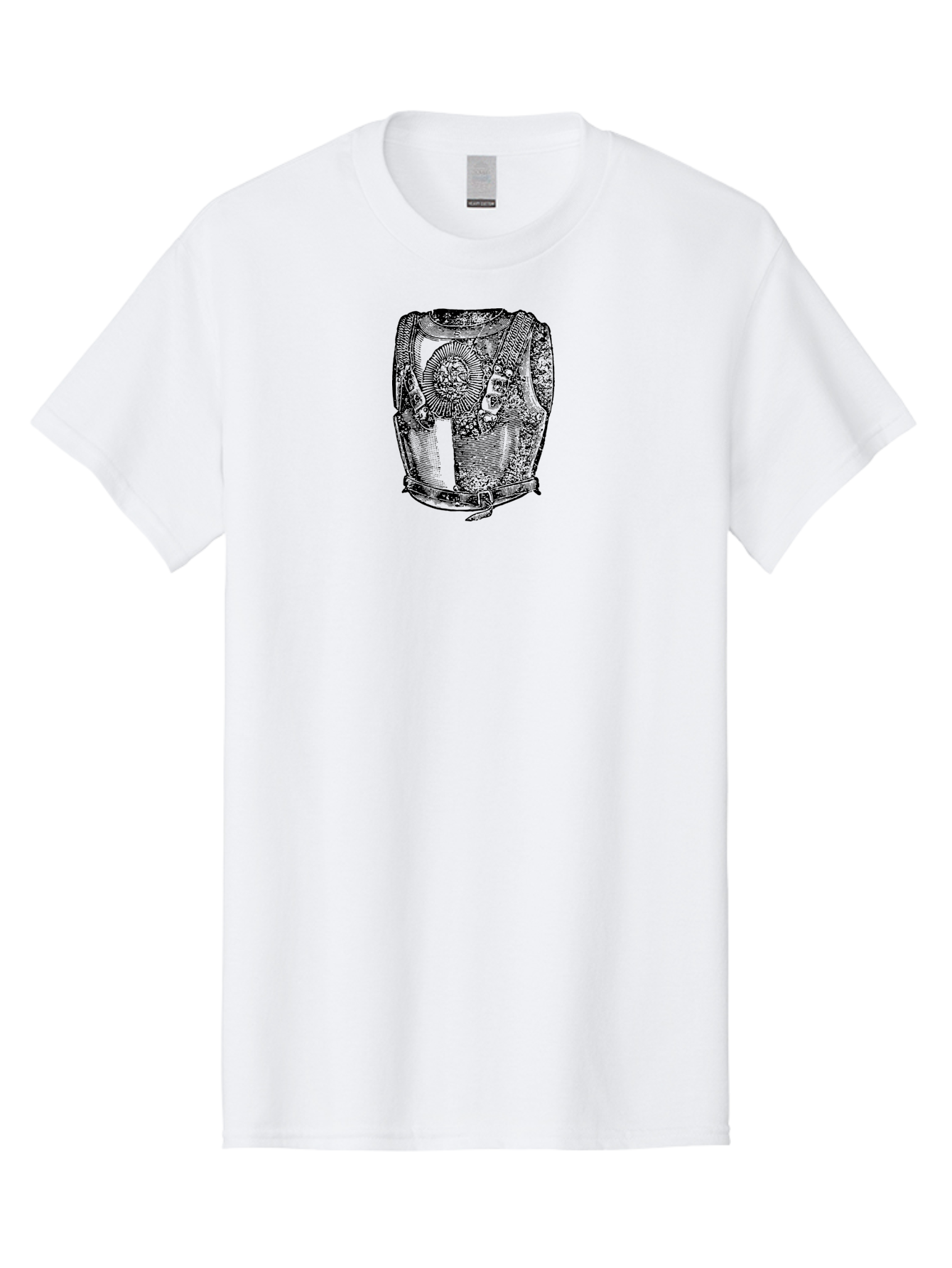 Cuirass-1 Men'S Graphic Tee, 100% Cotton, Comfortable Casual Summer Wear, Machine Washable, Vintage Breastplate, Roman Armor, Medieval Style, Protective Gear, Historical Reenactment, Military Attire, Ornate Design, Intricate Details Aad530