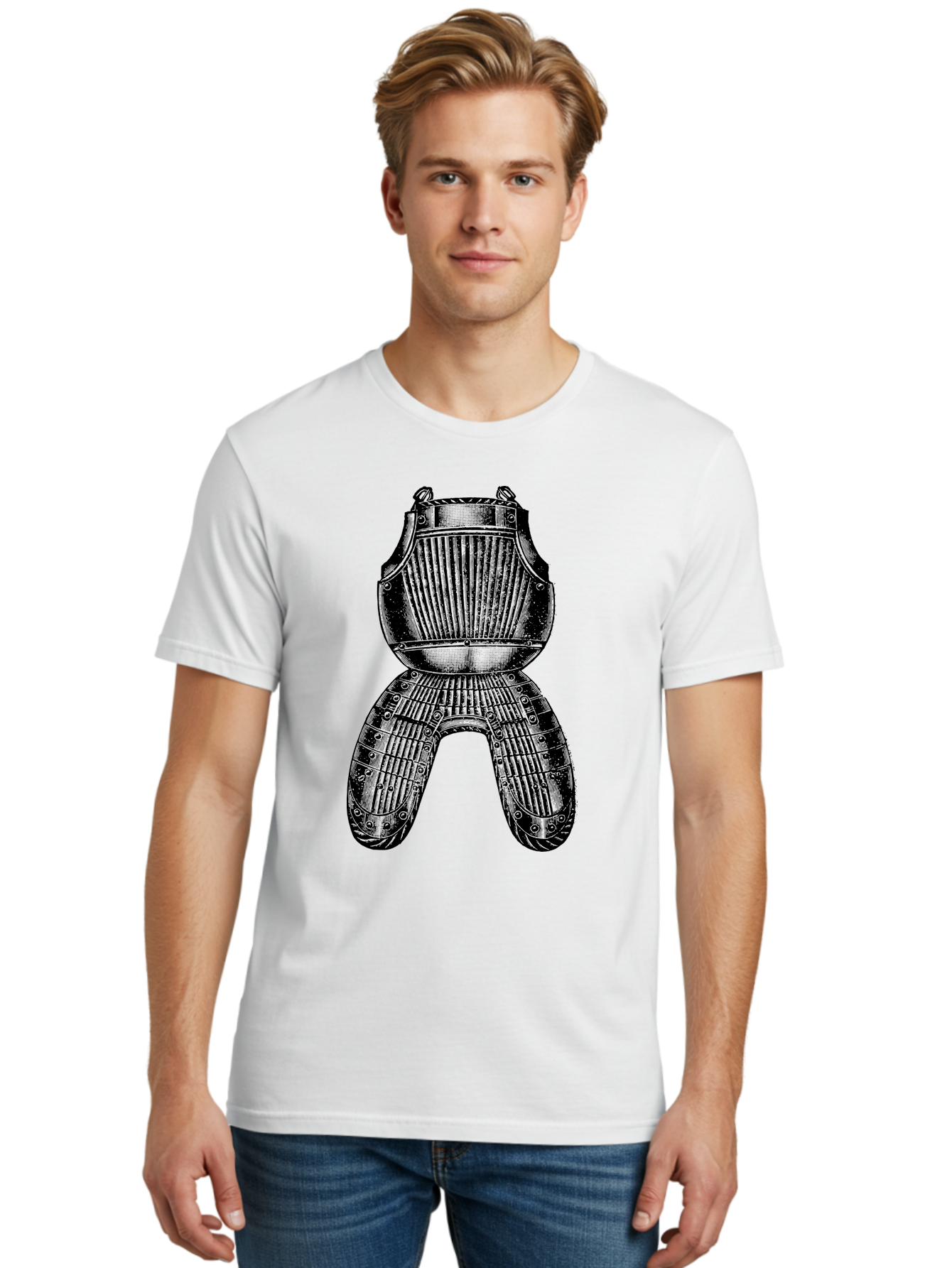 Diver-S-Suit Men'S Graphic Tee, 100% Cotton, Comfortable Casual Summer Wear, Machine Washable, Medieval Armor, Protective Gear, Historical Relic, Knight'S Attire, Metal Craftsmanship, Vintage Design, Decorative Armor, Historical Artifact Aad534